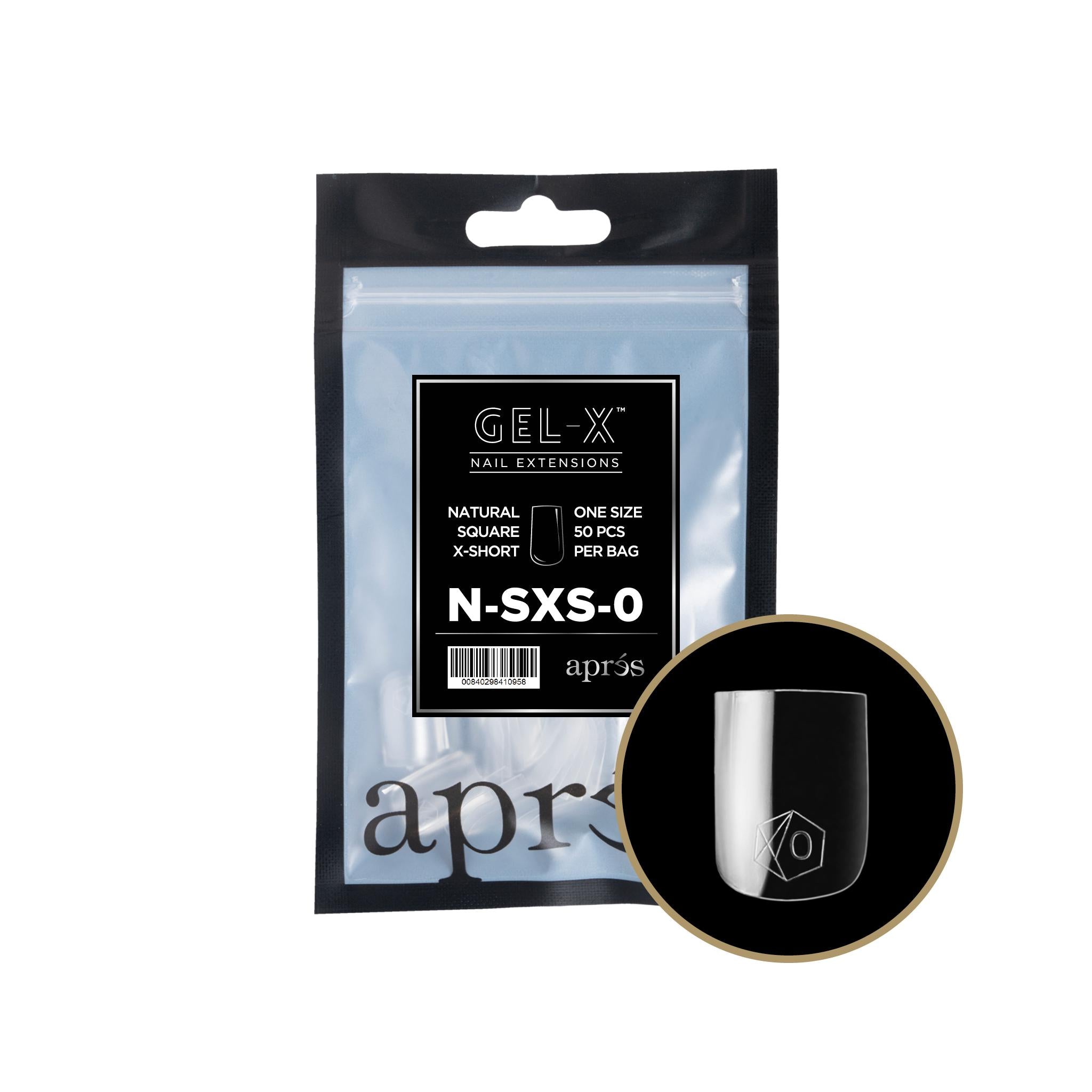 Apres Gel X 2.0 Refill Bags - Natural Square Extra Short Size 0 (50 Pcs) | Professional Nail Extension Kit for At-Home Manicures & Salon Quality Results