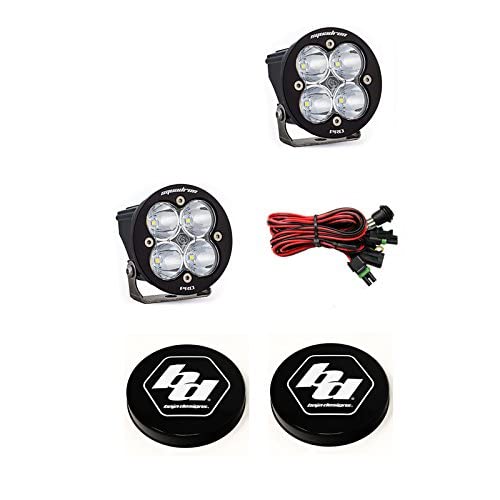 Baja Designs Squadron-R Pro LED Spot Light Kit - Pair with Rock Guards (Black) - High-Performance Off-Road Lighting for Trucks, Jeeps & ATVs