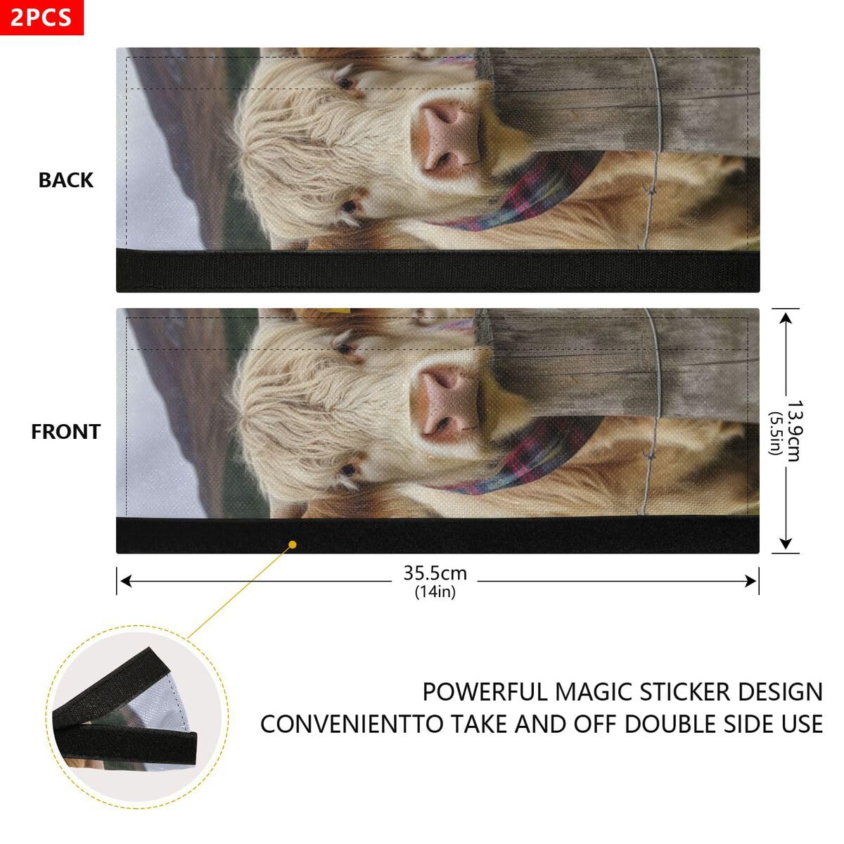 2Pcs Cute White Highland Cow Refrigerator Handle Covers - Non-Slip Kitchen Appliance Decor for Fridge, Oven, Dishwasher - Fingerprint Resistant & Child-Safe - Perfect for Farmhouse & Rustic Kitchen Decor