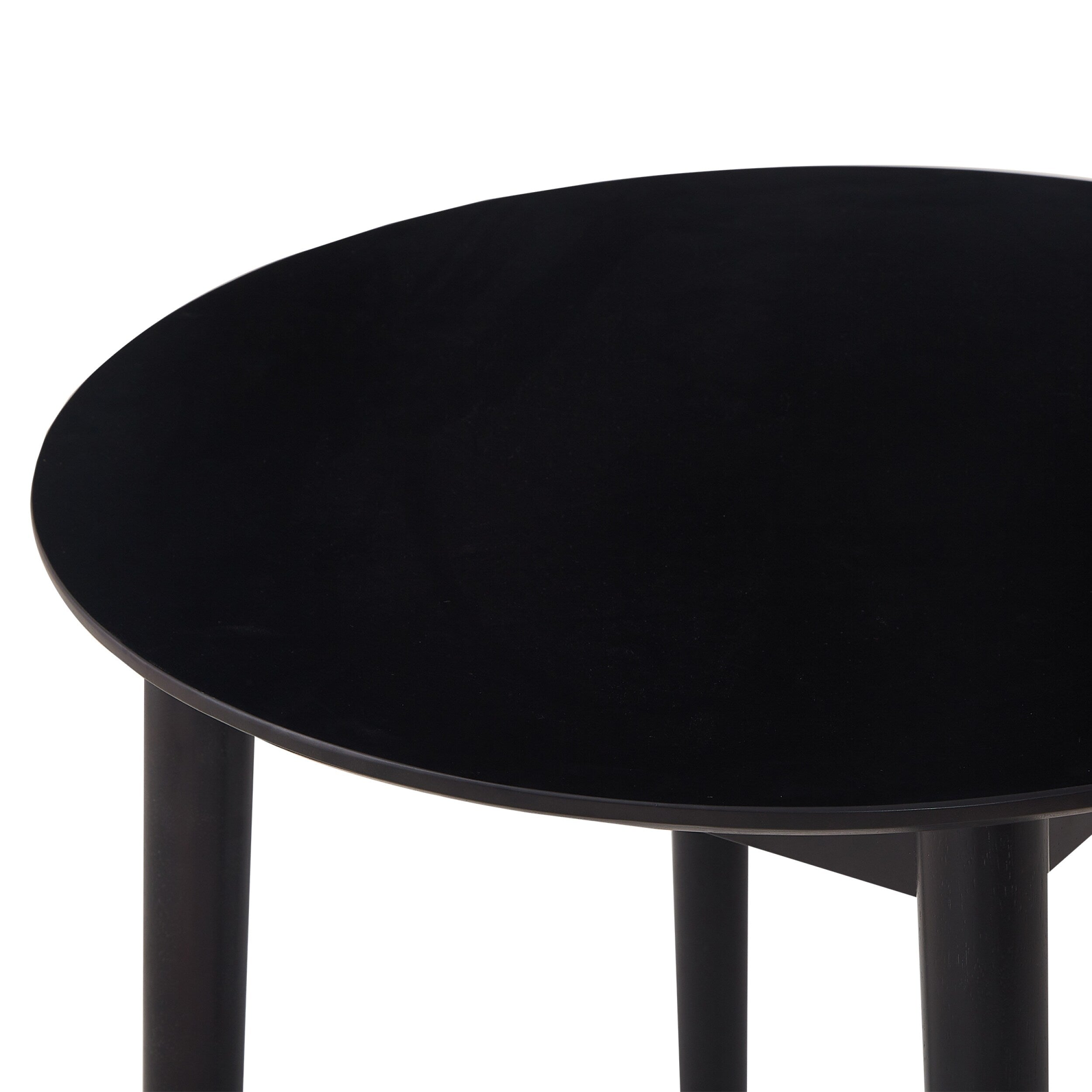 42.01 Inch Round Kitchen Dining Table for 4 - MDF Top with Wood Veneer & Rubberwood Legs - Perfect for Small Spaces, Breakfast Nook, and Cozy Family Meals