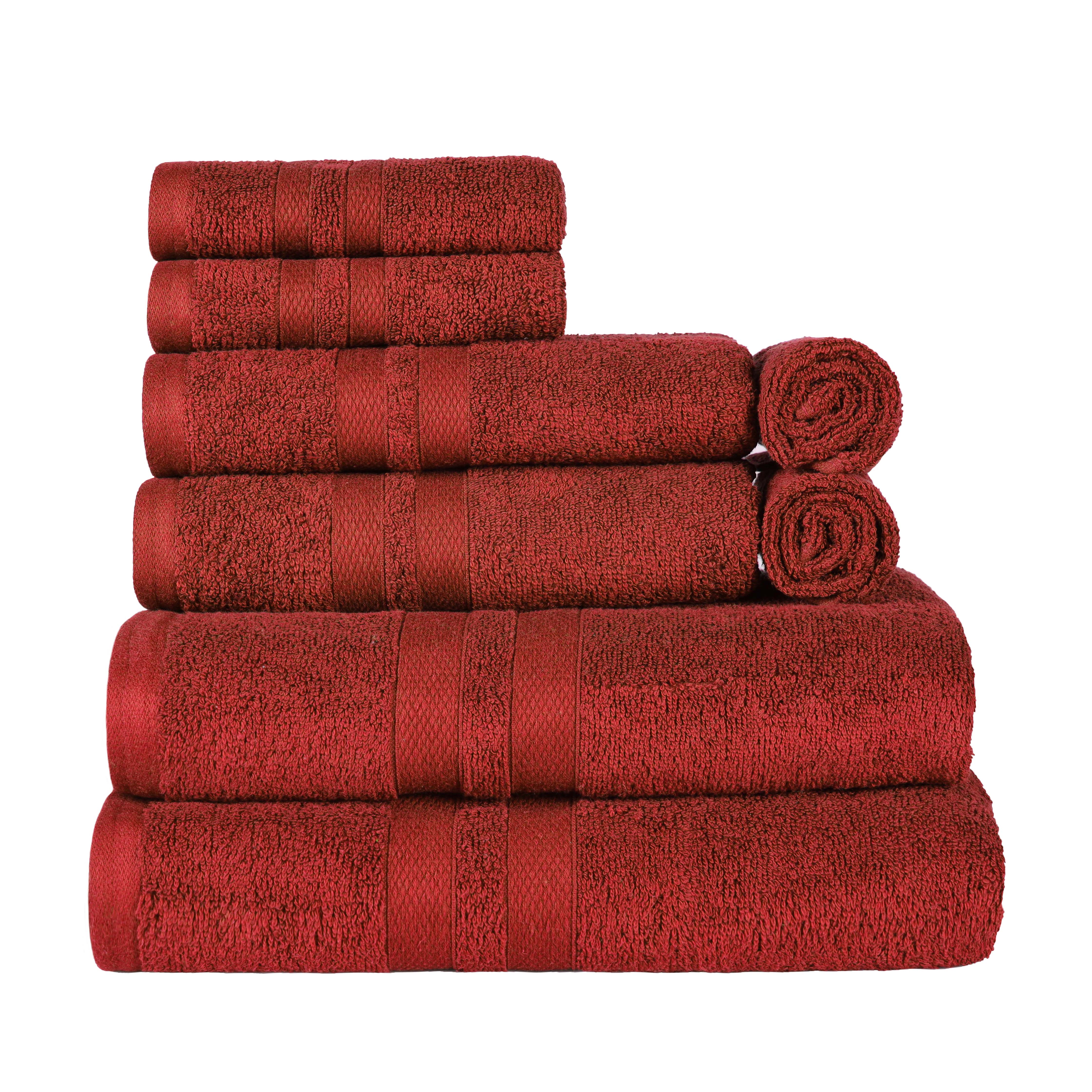 Ultra Soft Cotton Absorbent Bath Towel Set - 8 Piece Solid Color Towels for Bathroom, Spa & Gym - Highly Absorbent & Quick Drying