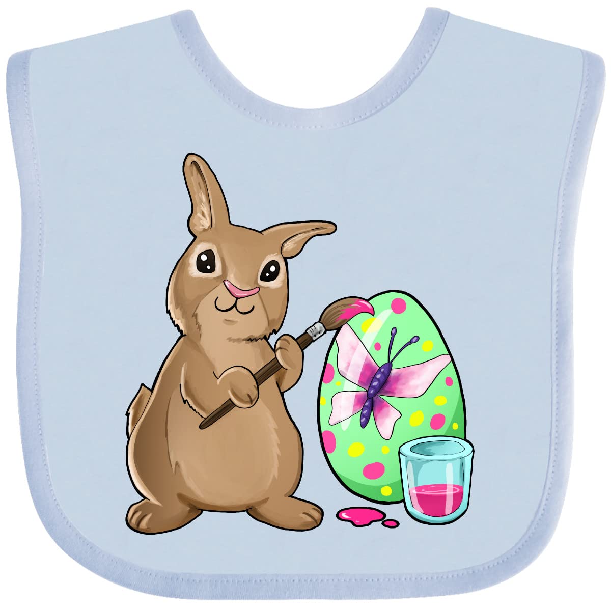 Inktastic Adorable Brown Easter Bunny Painting Egg Baby Bib - Perfect for Easter Celebrations, Baby Showers, and Holiday Photo Shoots