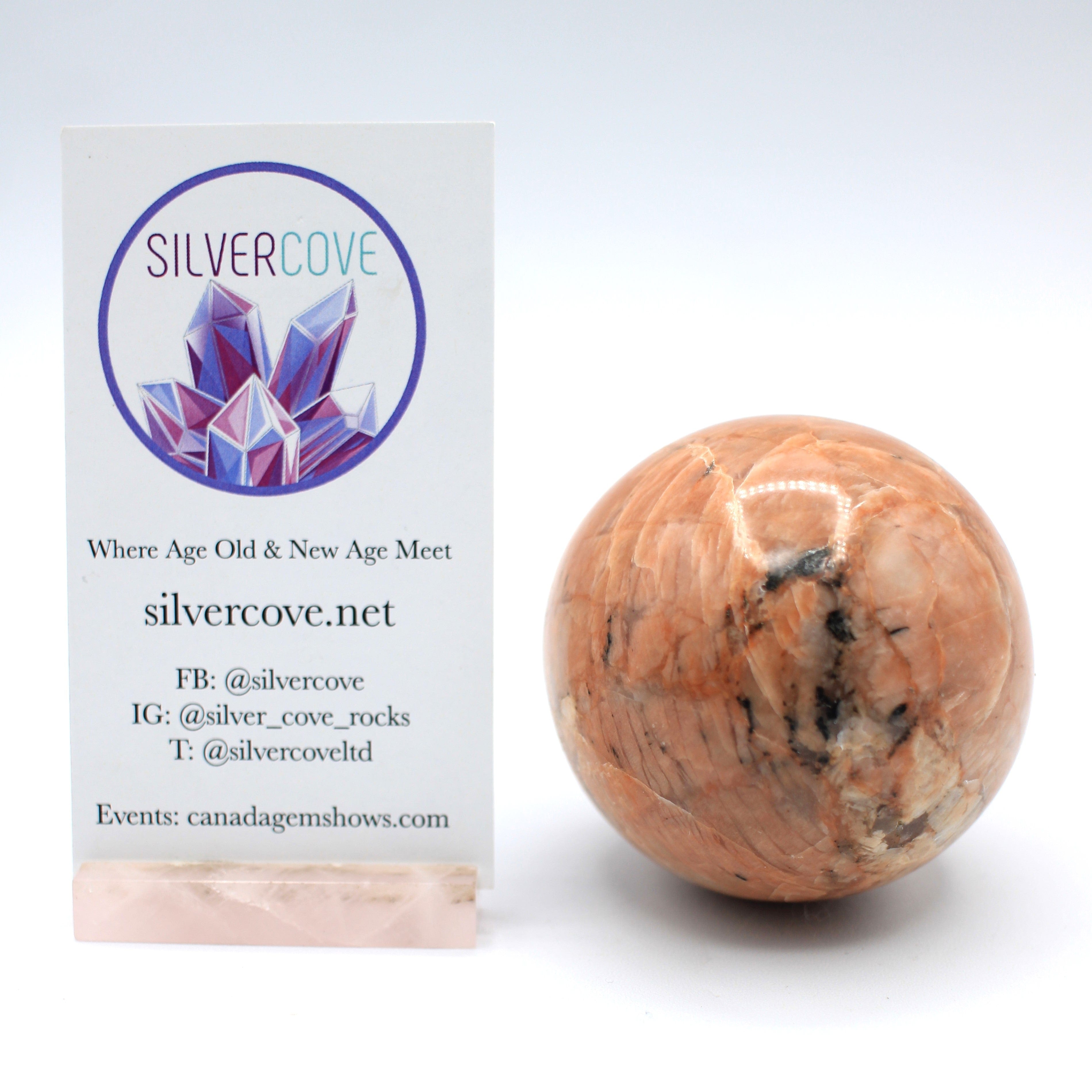 Canadian Peach Moonstone 59mm Sphere - Natural Healing Crystal for Meditation, Reiki, and Home Decor