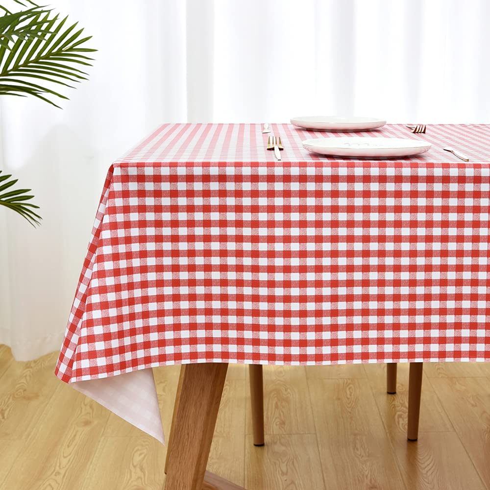 Zobesta Waterproof PVC Vinyl Tablecloth for Rectangle Tables - 55 x 86 Inch Outdoor Picnic Table Cover (Fits 6-8 Seats, Plaid Pattern) - Perfect for BBQs, Garden Parties & Patio Dining