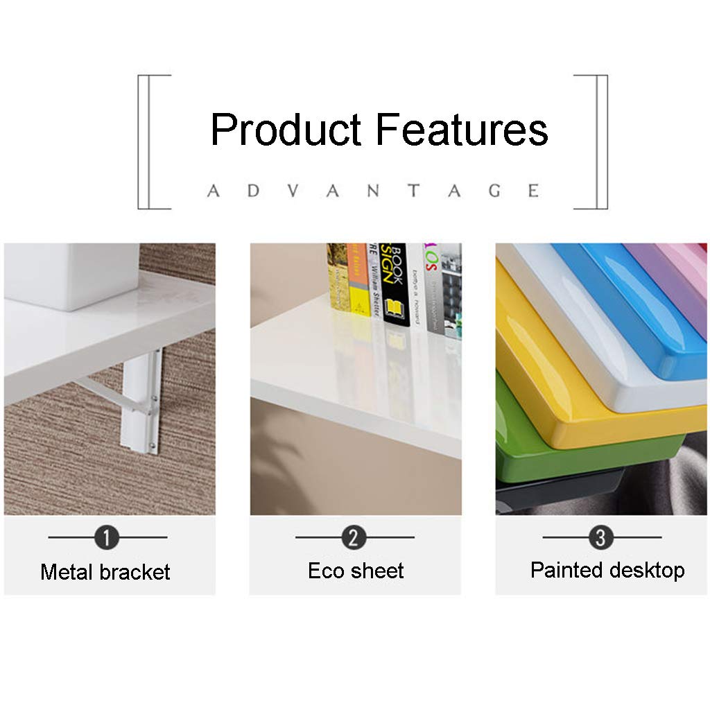 Black Modern Folding Table - Multifunctional Home Office & Study Desk, Space-Saving Computer Workbench with Wall-Mounted Shelf - Perfect for Small Apartments, Dorm Rooms & Workspaces
