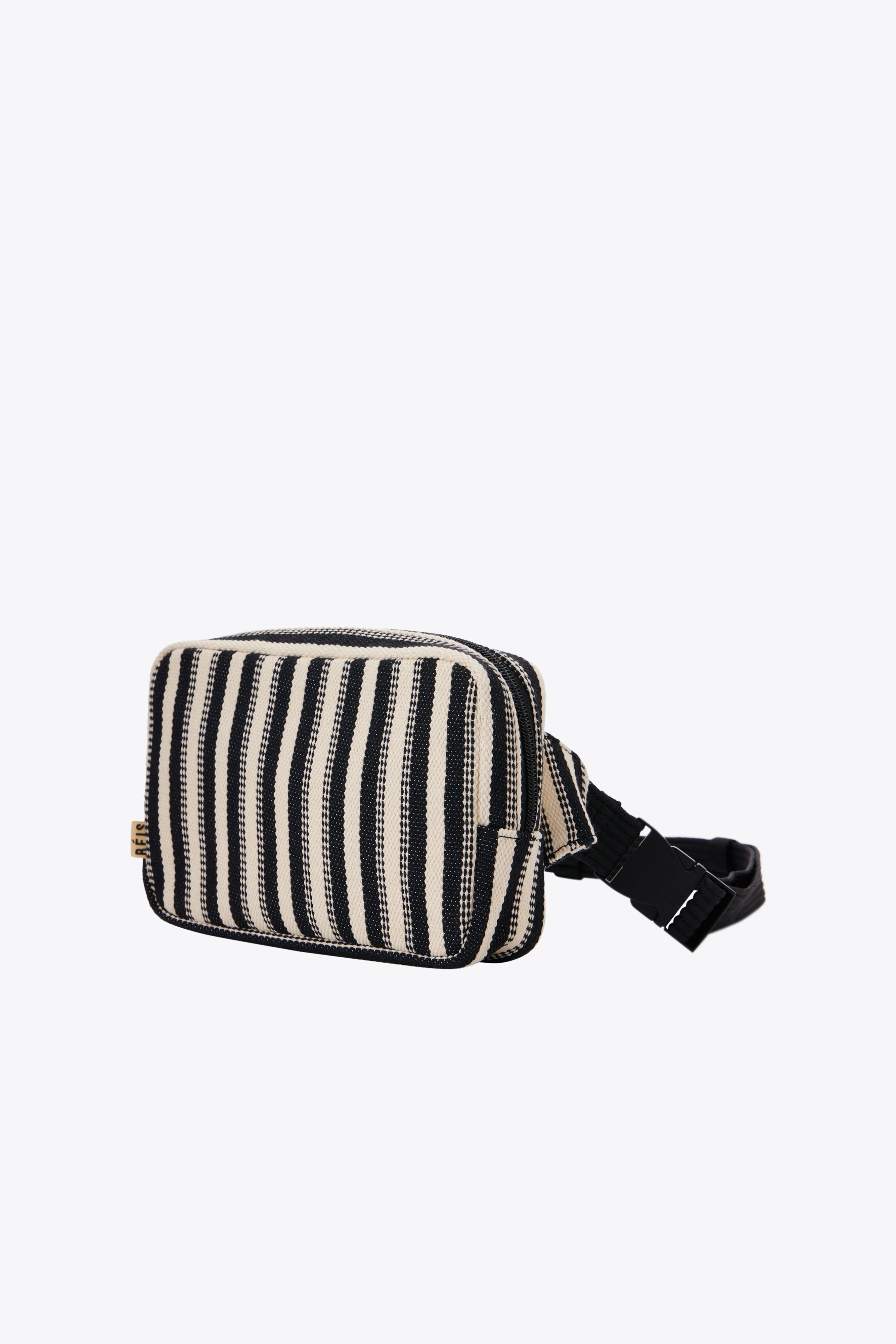 Black Stripe Belt Bag - Stylish & Functional Waist Pack for Travel, Running, Hiking & Everyday Use