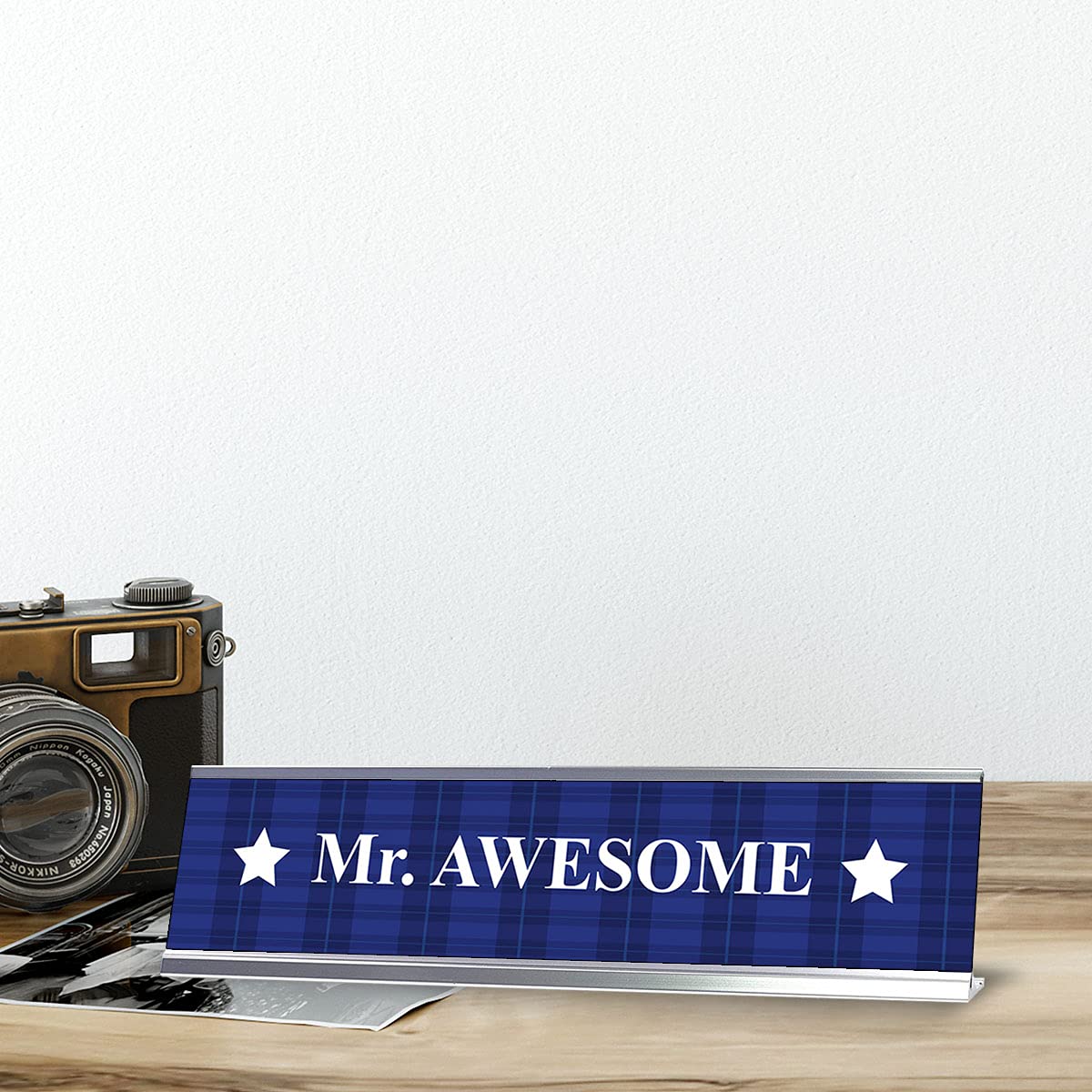 Mr. Awesome Designer Series Desk Sign - 2 x 8 Inch Office Nameplate for Professional Workspace | Perfect for Corporate Gifts, Reception Desks & Home Office Decor