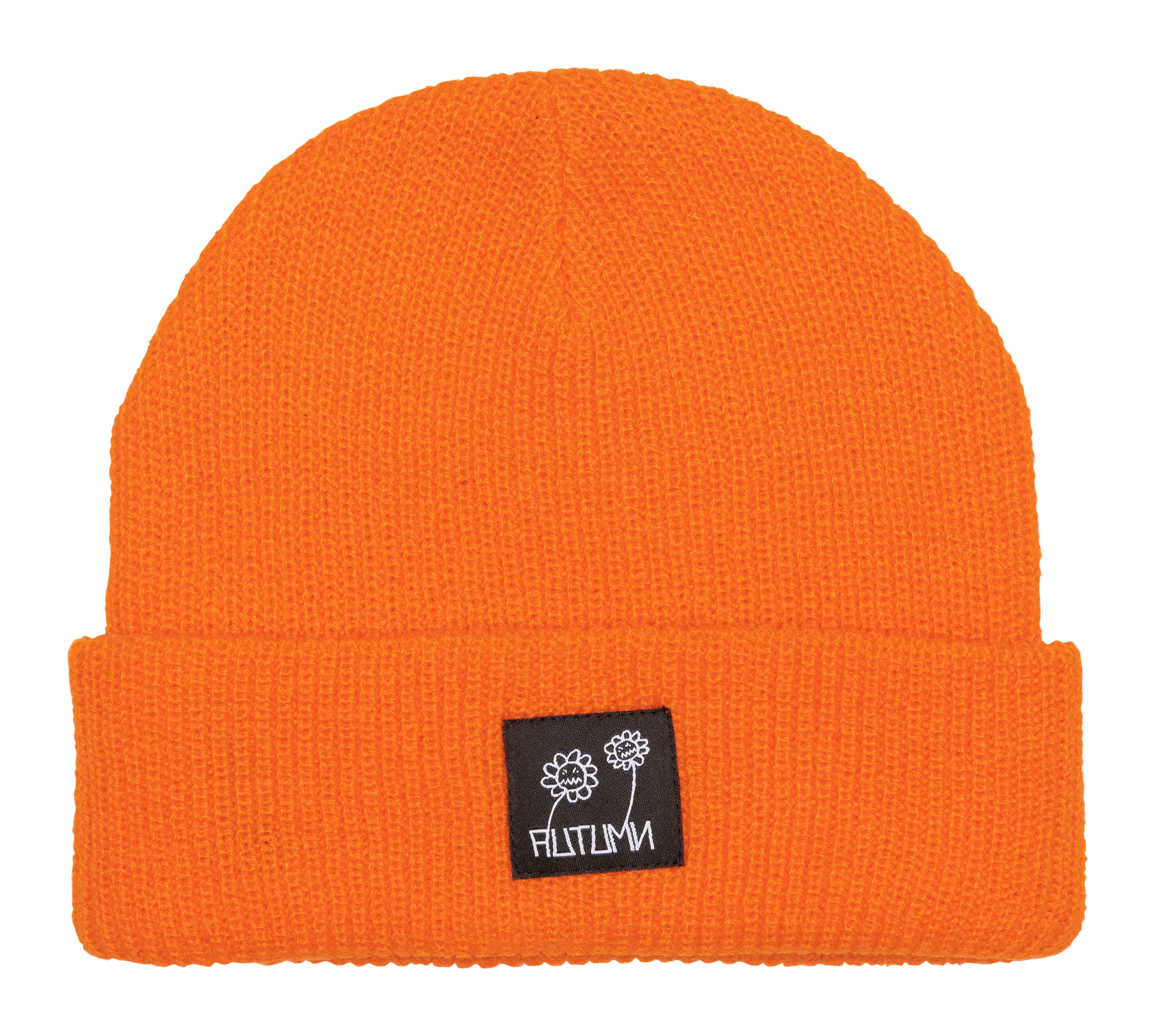 Autumn Simple Label Beanie Hat - Cozy Orange Knit Cap for Men & Women | Perfect for Fall Fashion, Outdoor Activities & Cold Weather