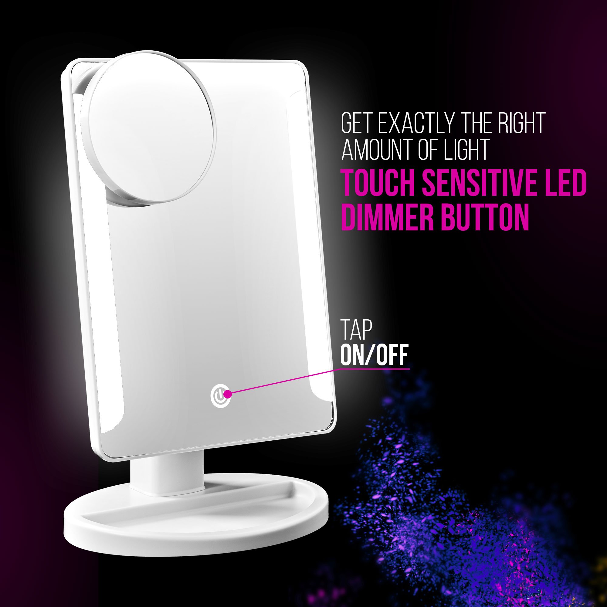 Smart Touch LED Makeup Mirror - Adjustable Portable Vanity Mirror with Natural Daylight Lighting & USB Cable - Perfect for Travel, Home, and Professional Makeup Application