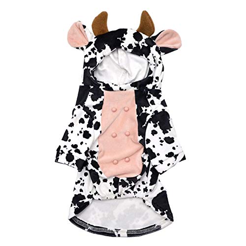 Stylish French Bulldog Cow Print Dog Clothes - Warm Winter Cat Clothing for Pets (Large Size) - Perfect for Halloween Costumes & Christmas Photo Outfits