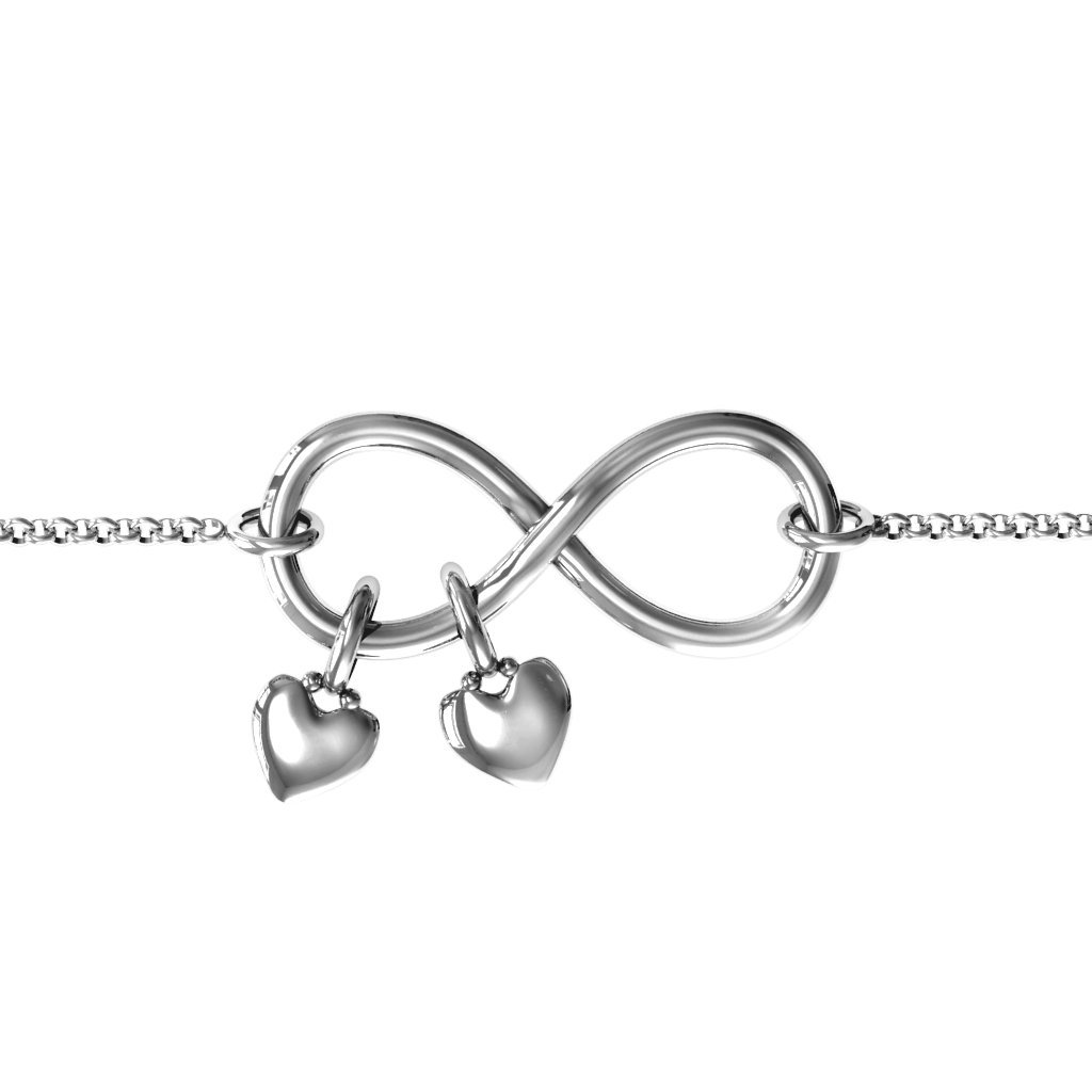 JEWLR Engravable Heart Charm Infinity Bracelet - Classic Adjustable Jewelry for Women, Gift for Her, Anniversary, Valentine's Day