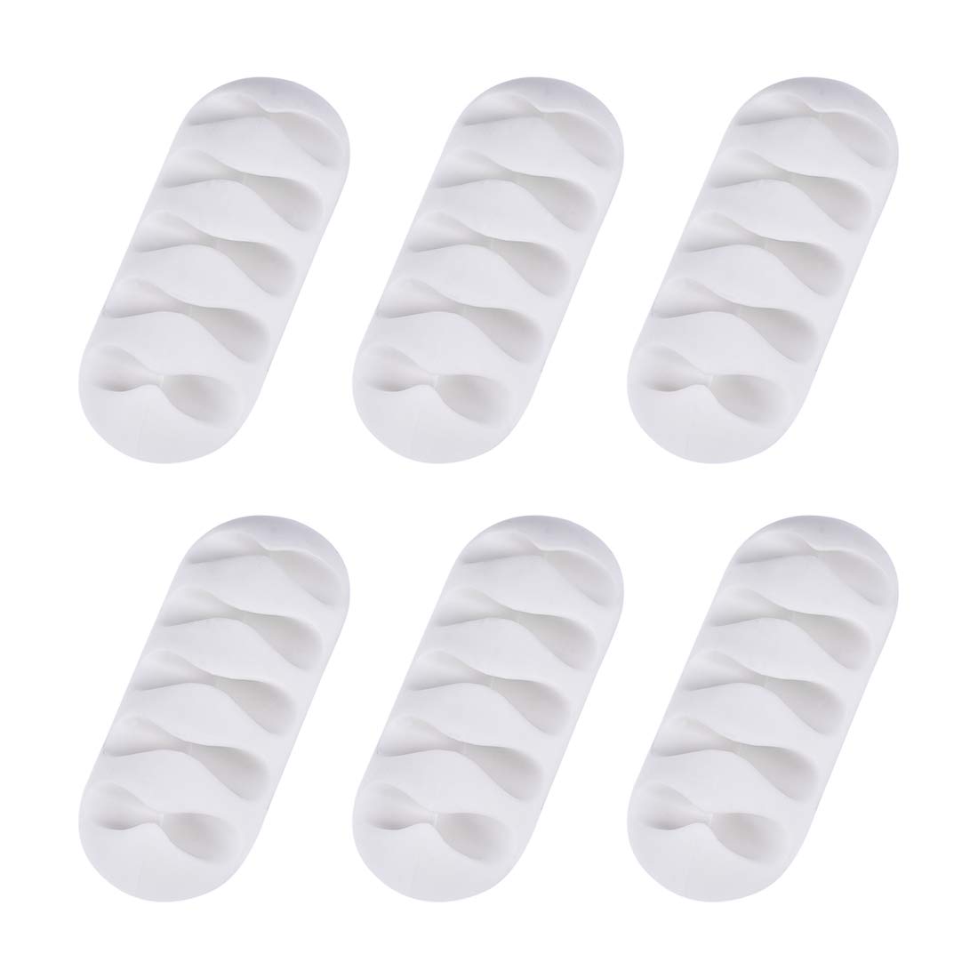 6Pcs White Self-Adhesive Cable Organizer Ties - Cord Holder for Computer Mouse, USB Charging Cables - Perfect for Desk, Office, Home Electronics Organization