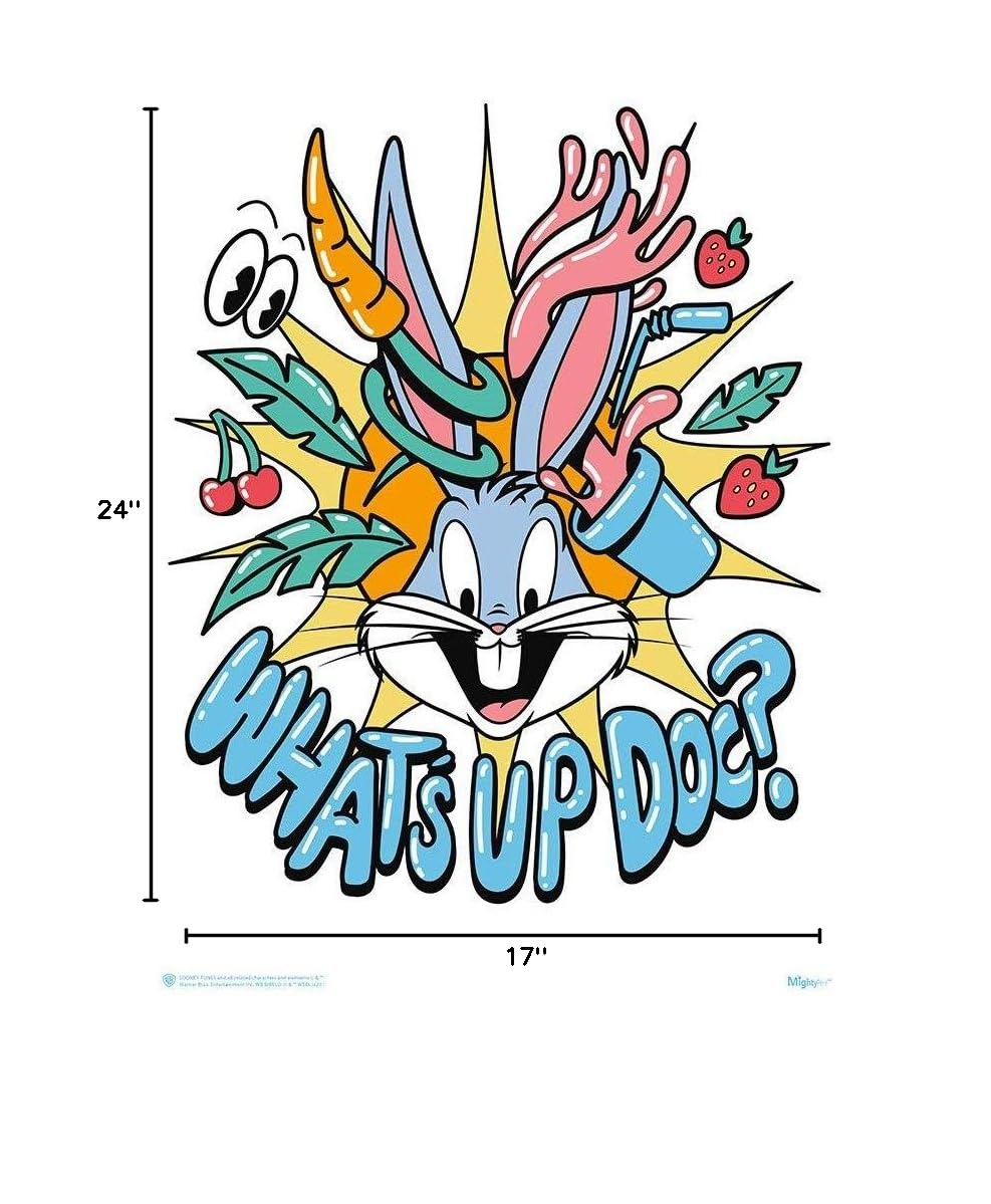 Official Looney Tunes Bugs Bunny 'What's Up Doc?' 17x24 Inch Durable Wall Art Decor - Classic Retro Cartoon Poster for Living Room, Bedroom & Office - Licensed Collectible Home Decor Gift