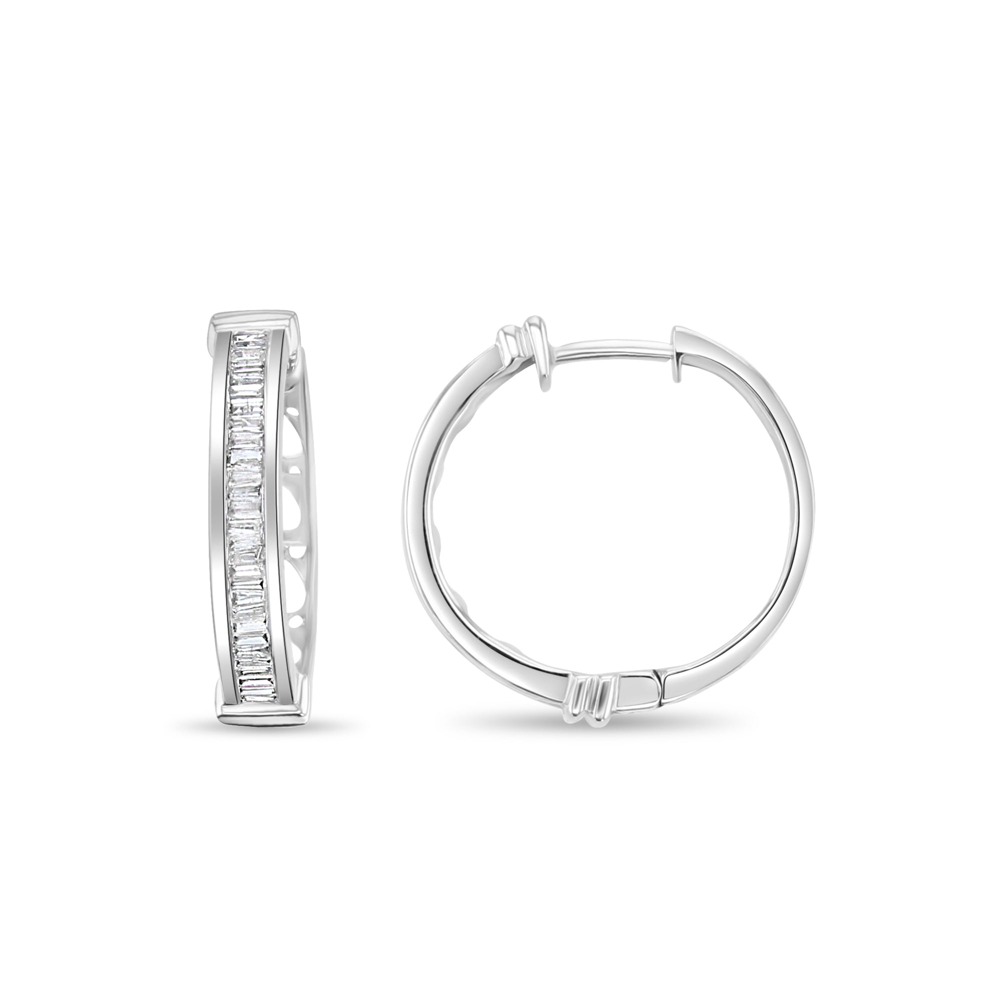 0.60cttw Small Diamond Baguette Earrings in 14K White Gold - Elegant Stud Earrings for Women, Perfect for Weddings, Parties & Everyday Wear