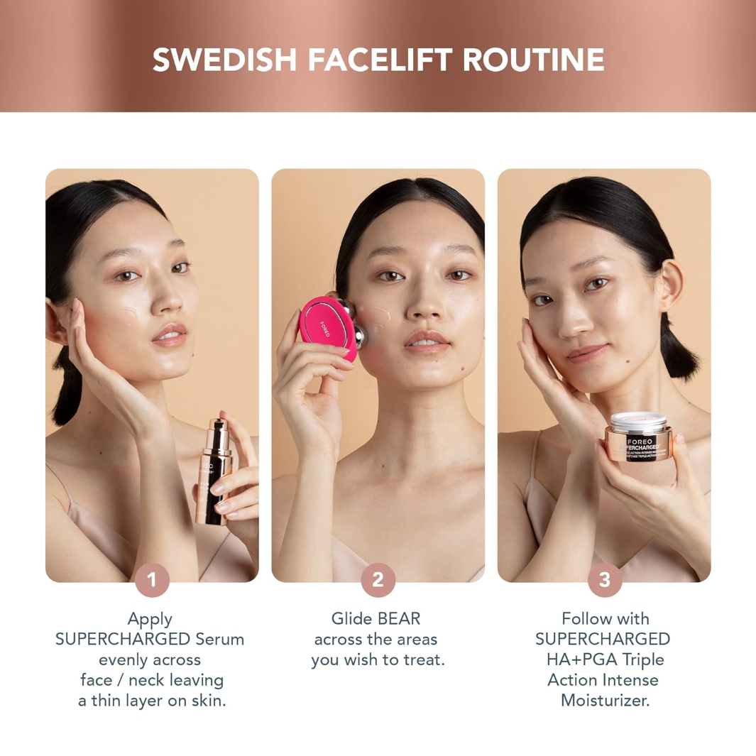 FOREO SUPERCHARGED Serum 2.0 - Anti-Aging Face Serum with Hyaluronic Acid & Peptides for Wrinkles & Fine Lines - Perfect for Night Skincare Routine & Daily Moisturizing