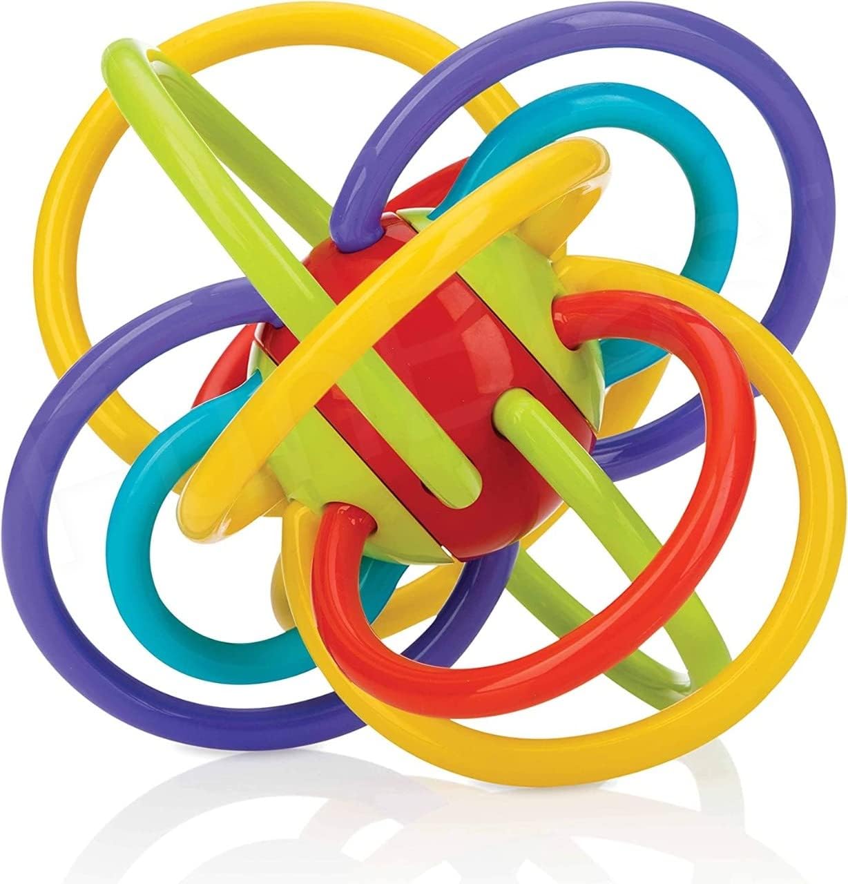 MOROVIK Silicone Baby Teether Toy - Sensory Teething Tube Ball Loopi with Rattle for Infants 3-12 Months | Safe Chew Toy for Soothing Sore Gums | Perfect for Home, Travel & Daycare Use (Multicolor)