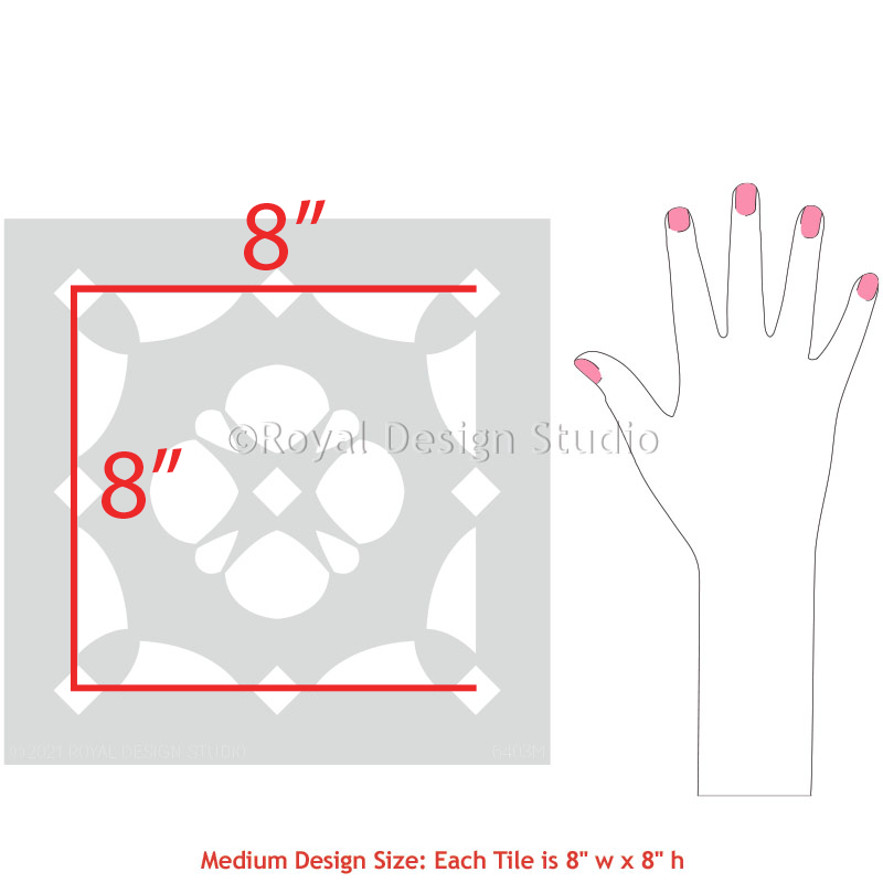 Justine Tile Stencil - Reusable DIY Tile Painting Template for Home Decor, Bathroom & Kitchen Backsplash - Perfect for Wall, Floor & Ceramic Tile Design Projects