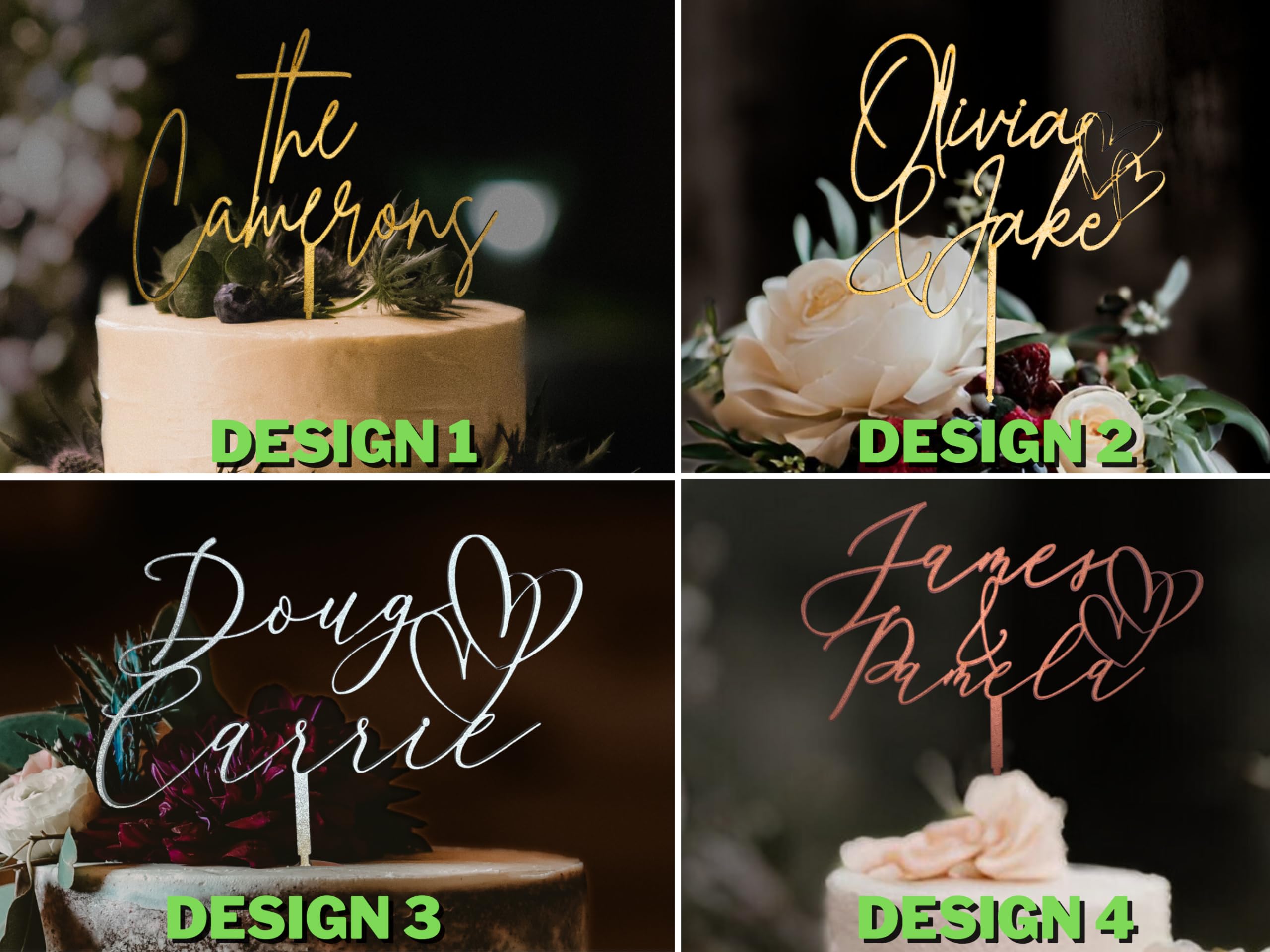 Custom Wedding Cake Topper - Personalized Bride & Groom Name Cake Topper for Engagement & Wedding Cakes - Unique Wedding Gift for Couples - Perfect for Anniversary, Bridal Shower & Reception Decor