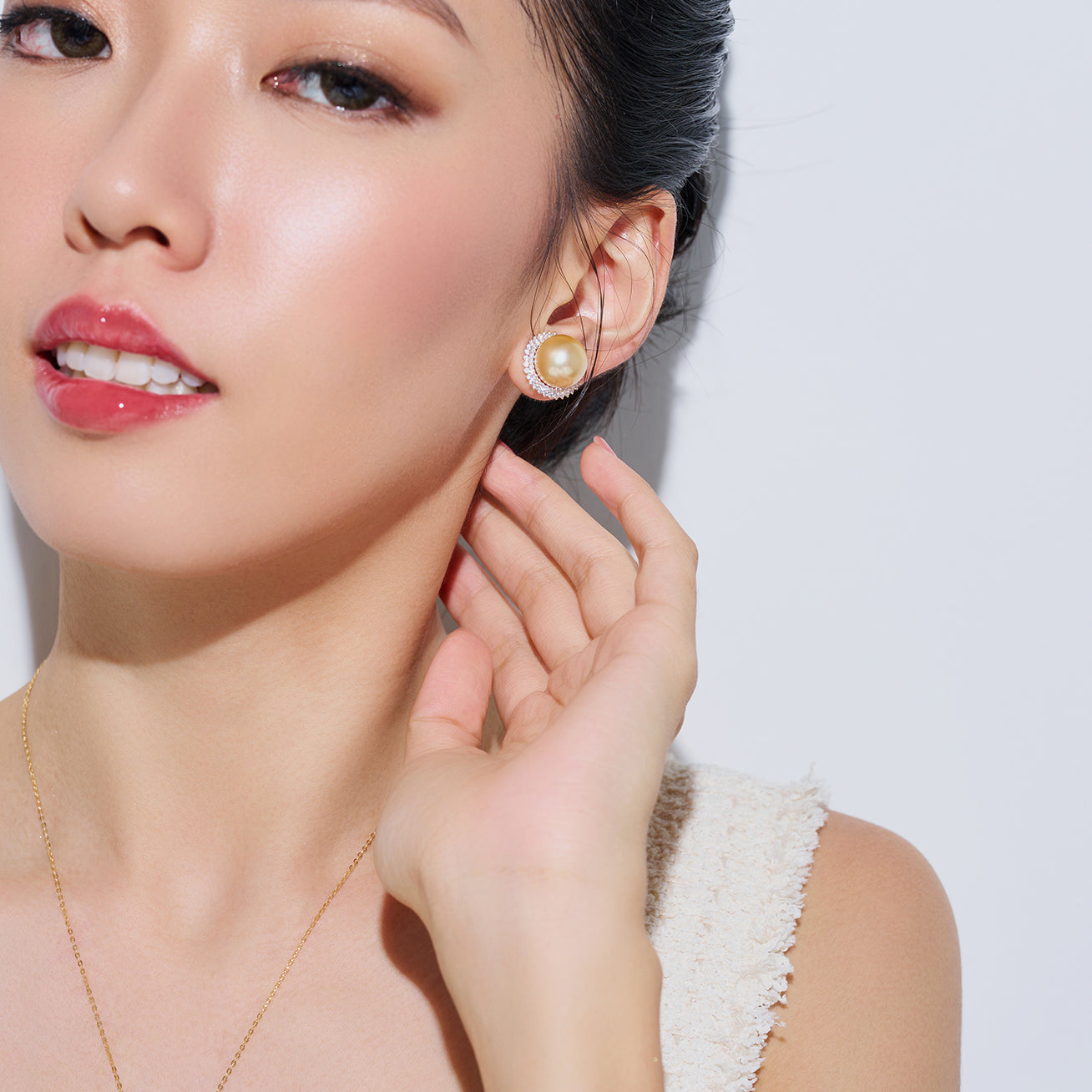 18K Solid Gold South Sea Golden Pearl Earrings - Luxury Dangle Earrings for Women, Elegant Gift for Wedding, Anniversary & Special Occasions