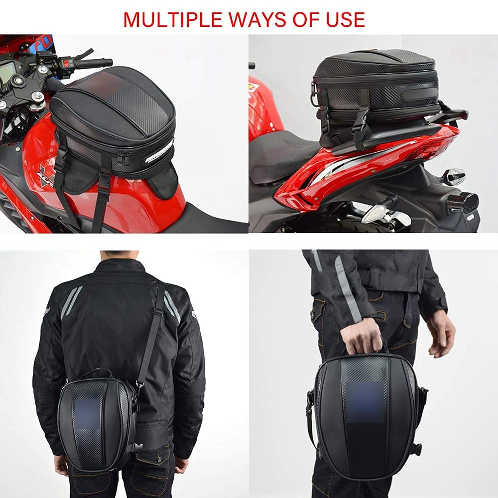 **Waterproof Motorcycle Tail Bag - Dual Seat Saddle Backpack for Travel & Commuting - Durable Luggage Storage with Multiple Pockets (Red) - Perfect for Road Trips, Daily Rides & Adventure Tours**