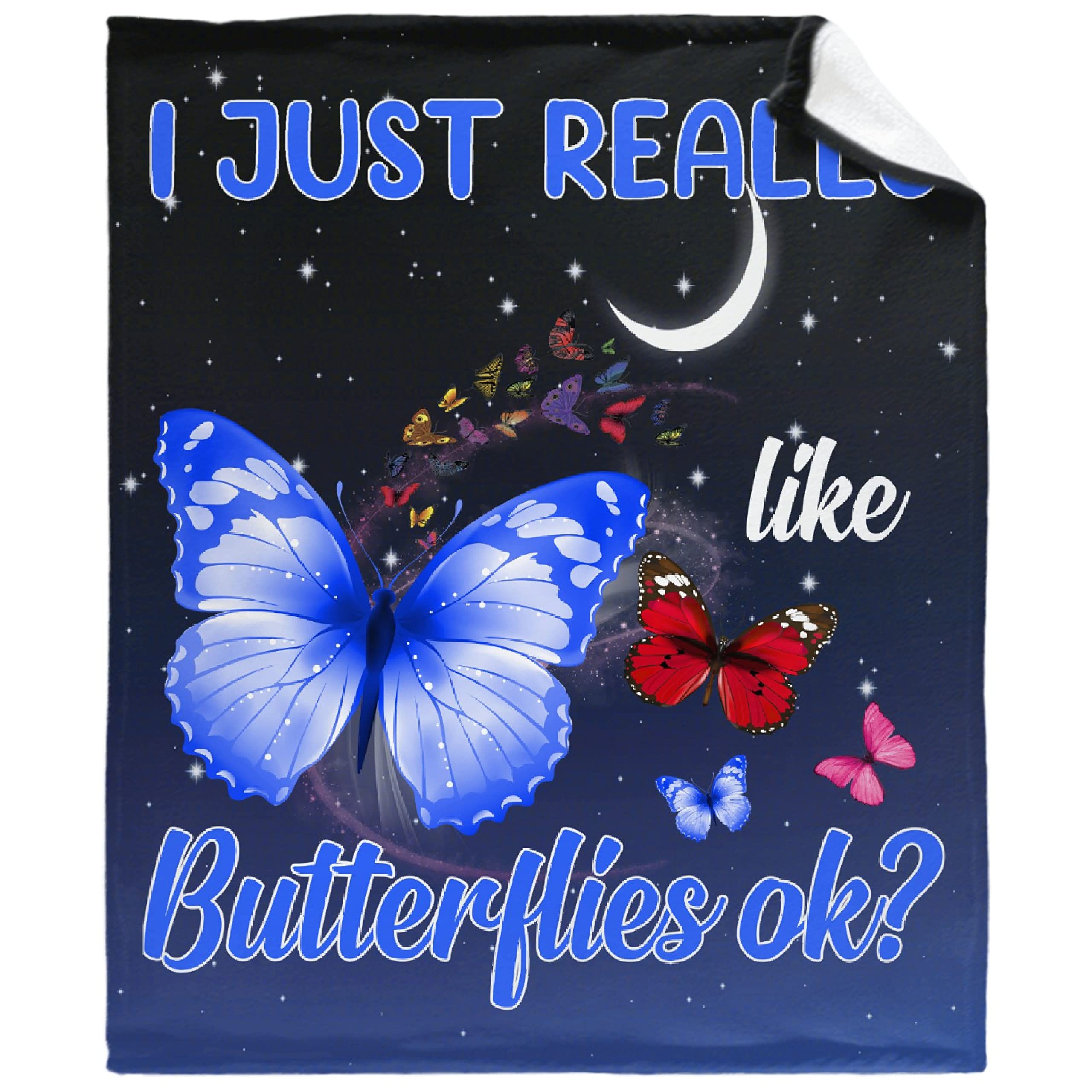 Butterfly Galaxy Moon Fleece Throw Blanket - Ultra Soft & Cozy Warm Blanket for Women, Men, Kids - Perfect for Christmas & Birthday Gifts - Lightweight XL 120x90 Inch Blanket for Bed, Sofa, Couch - Ideal for Family Movie Nights, Camping & Home Decor