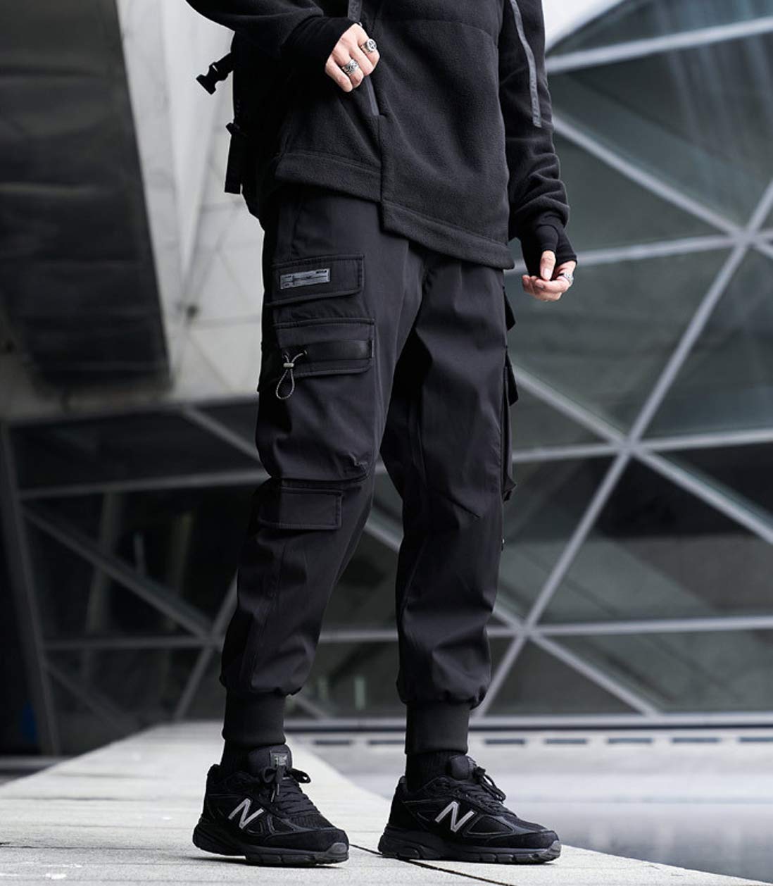 Astellarie Men's Techwear Jogger Pants - Hip Hop Streetwear Cargo Pants with Pockets | Tactical Harem Track Pants for Urban Fashion & Workout