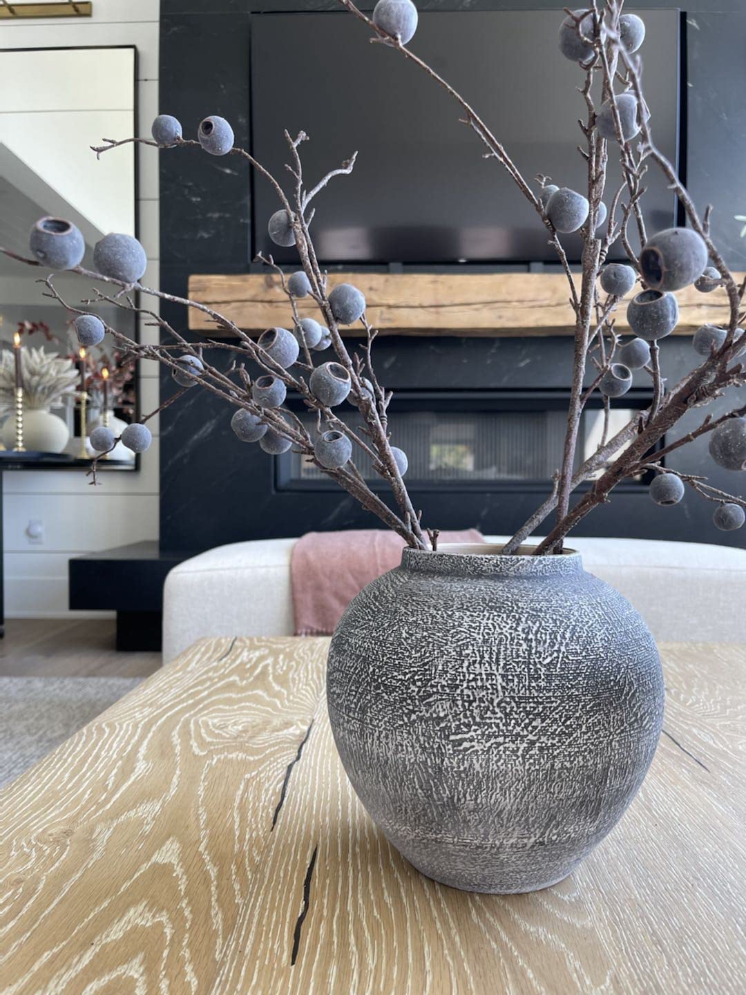 Handmade Ceramic Vase - Modern Farmhouse Decor for Coffee Table, Dining Table, Bookcase & Shelves - Perfect for Kitchen, Living Room & Office - 8.7