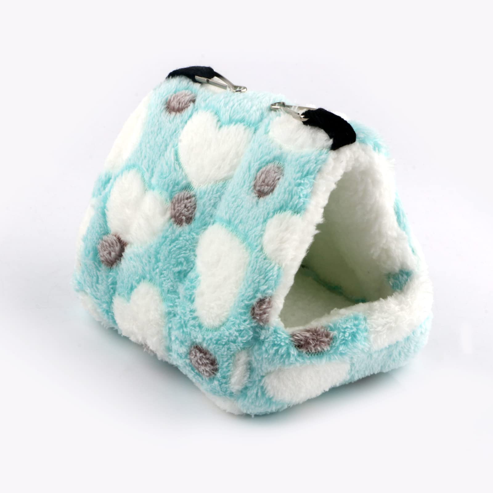 Cozy Small Animal Pet Bed - HOSUKKO Warm Hamster House with Mat for Rats, Mice & Dwarf Hamsters | Plush Hideout Cave Nest for Winter | Perfect for Cage, Playpen & Travel (Small Light Blue)