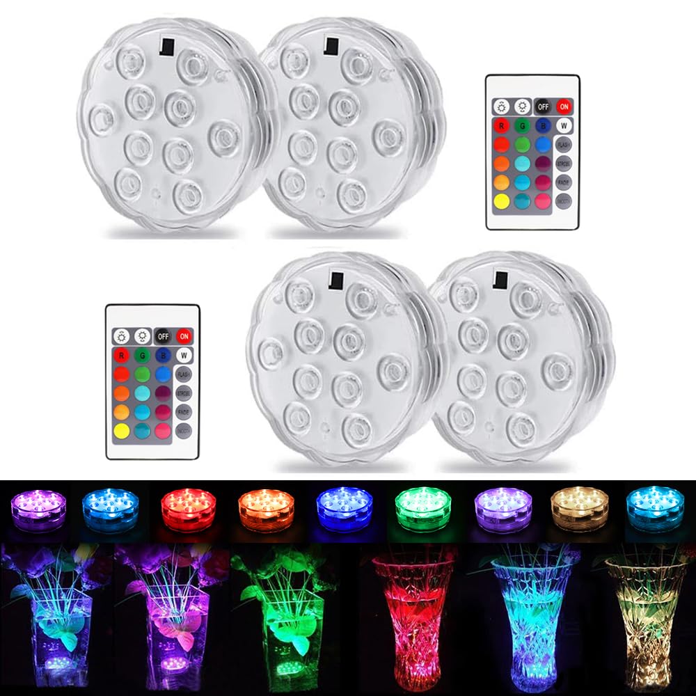 4 Pack Waterproof LED Pumpkin Lights - 16 Colors, Remote Control for Halloween & Pool Decor