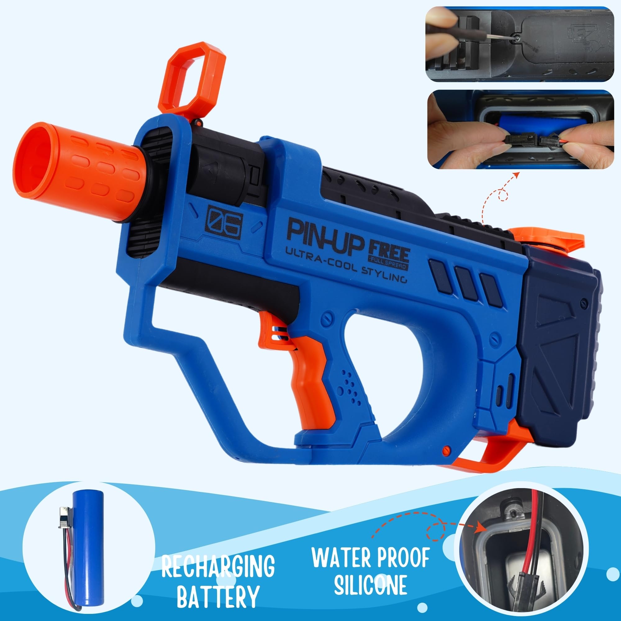 Electric Water Gun for Kids - Rechargeable Hydro Blaster with LED Lights, Outdoor Pool Toys for Boys & Girls, Summer Water Battle Games, Perfect Birthday Gift for Children (Use in Backyard, Beach, Pool Parties)