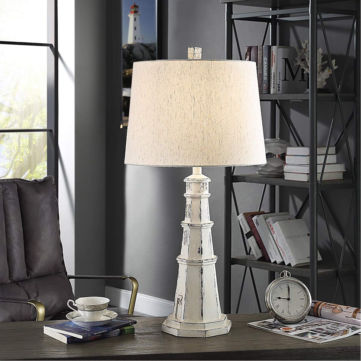 Berwyn One Light Table Lamp with Tapered Drum Shade - Modern Bedside Lighting for Bedroom, Living Room & Office