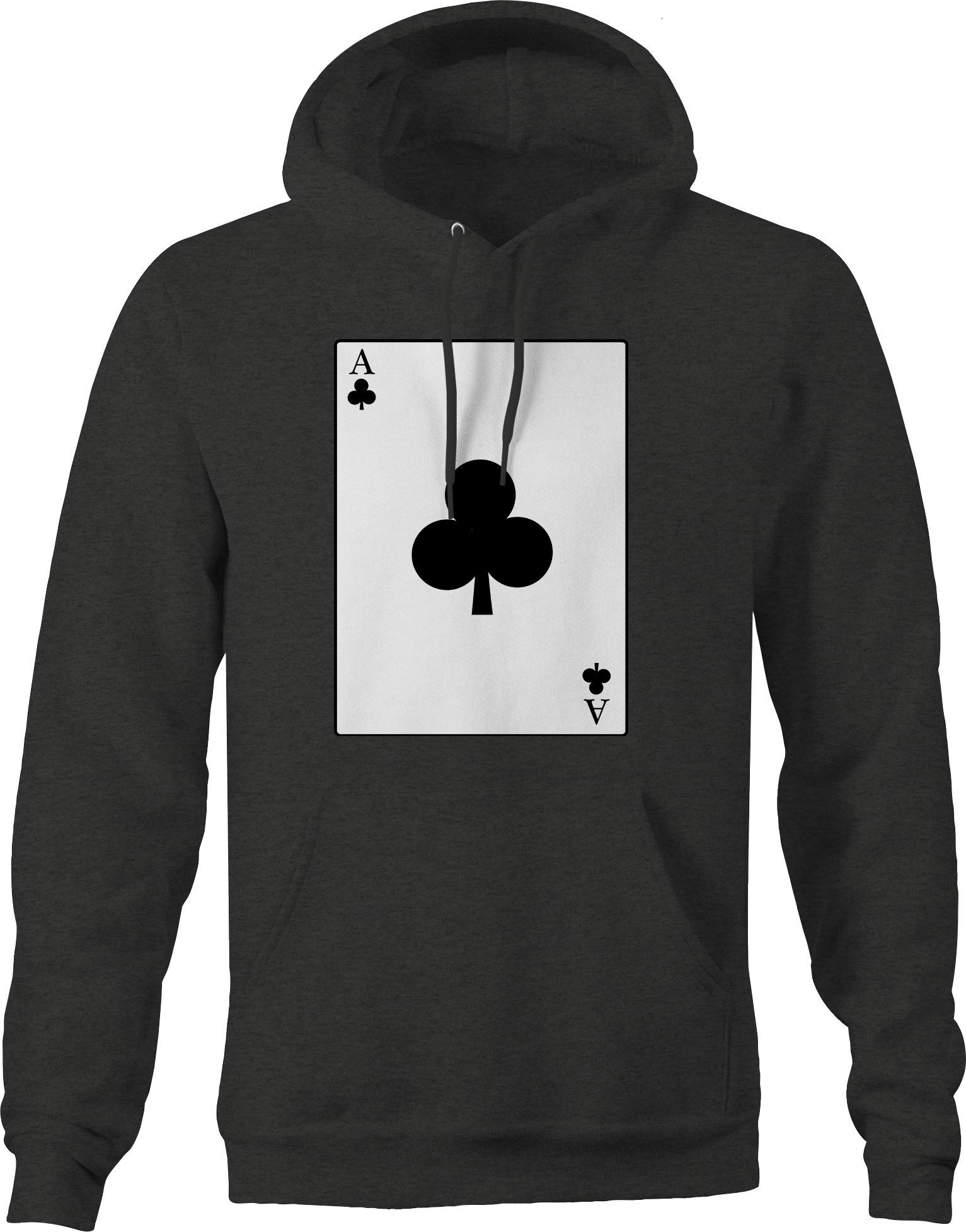 Ace of Clubs Playing Card Hoodies for Men - Dark Gray Pullover Sweatshirt | Casual Streetwear & Gaming Apparel