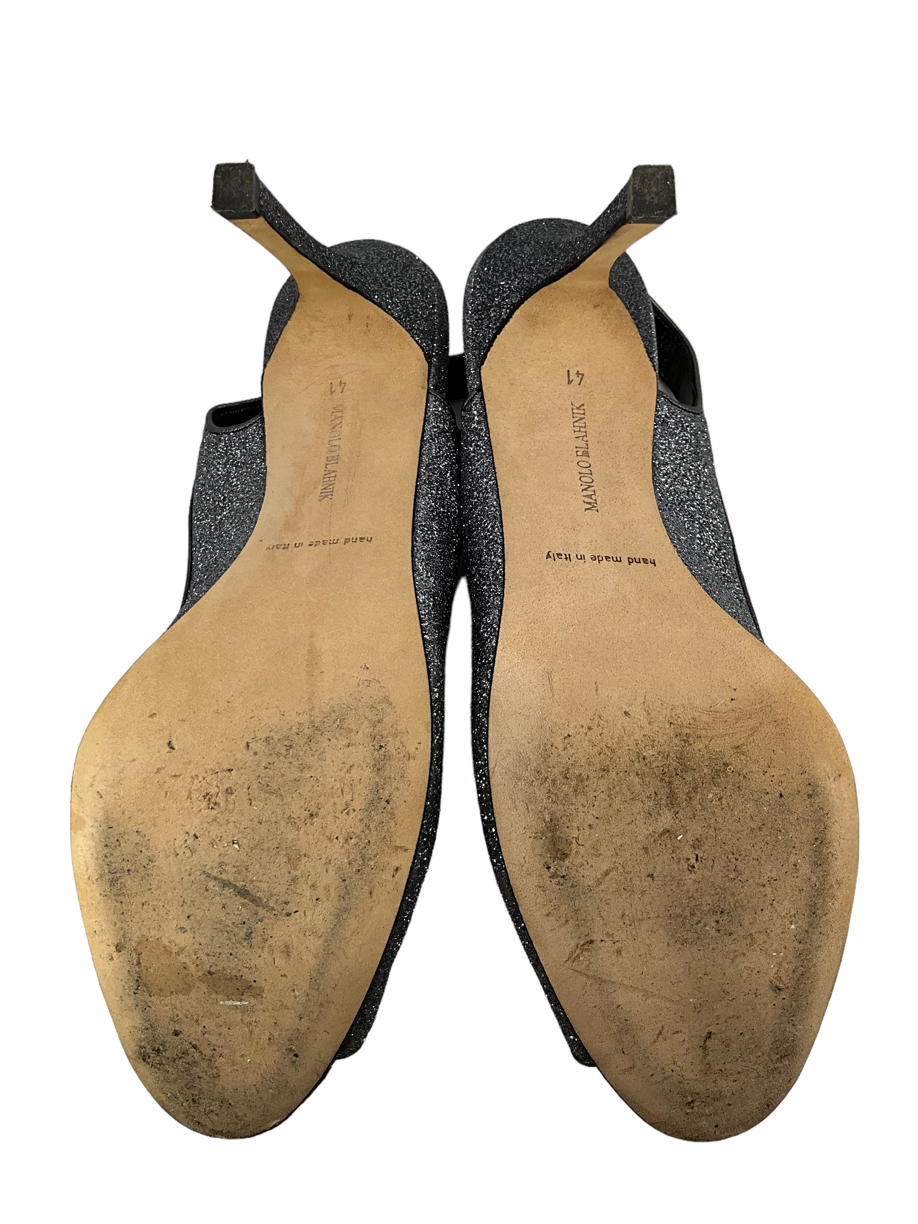 Manolo Blahnik Glitter Slingback Heels - Women's Size 11 | Elegant Evening Pumps for Parties, Weddings & Special Occasions