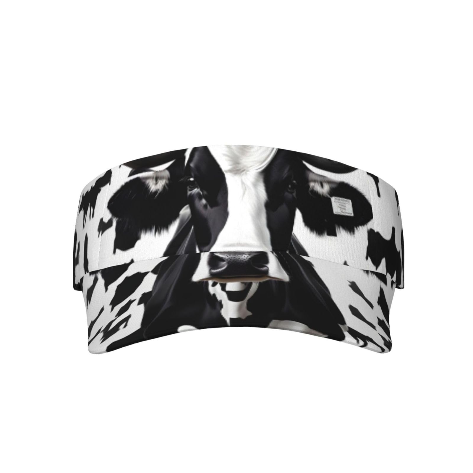 Adjustable Adult Sunscreen Visor Cap for Unobstructed Vision - UV Protection Sports Hat in Black, White & Cow Print - Perfect for Golf, Running, Hiking & Outdoor Activities