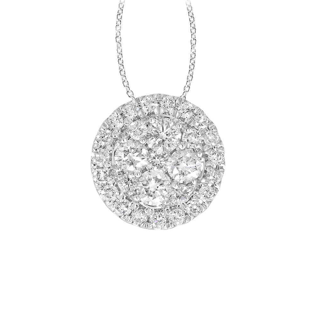 9ct White Gold 1/2 Carat Diamond Cluster Pendant Necklace with 45cm Chain - Elegant Jewelry Gift for Women, Perfect for Weddings, Anniversaries & Special Occasions