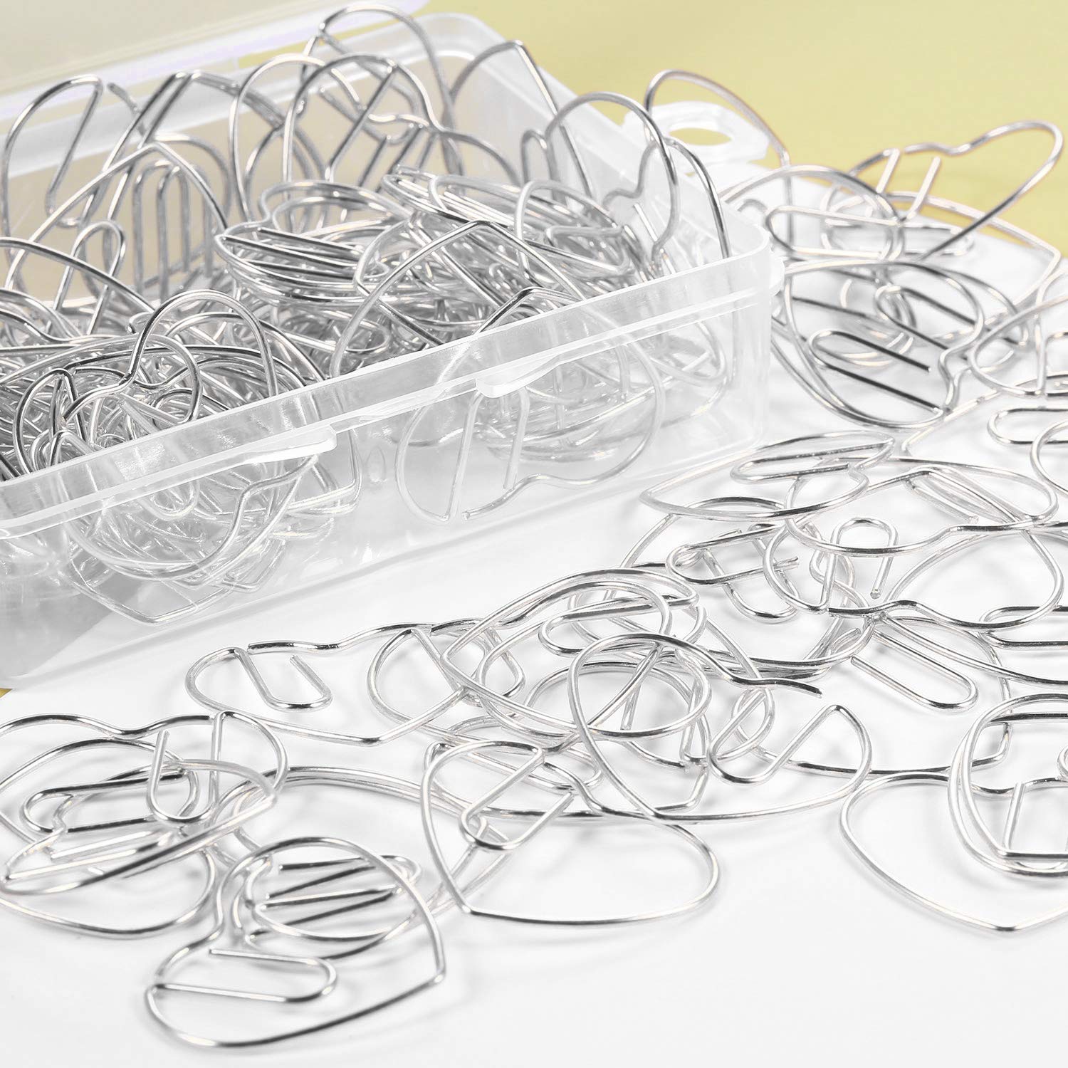 100 Pieces 3 cm Silver Heart Shaped Paper Clips - Cute Bookmark Clips for Wedding Favors, Office Supplies, School Projects & Home Organization - Perfect for Scrapbooking, Gift Wrapping & DIY Crafts