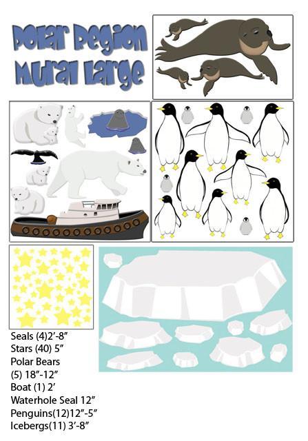 Polar Region Mural Kit Small - DIY Arctic & Antarctic Wall Decals for Kids Room, Classroom Decor, Nursery Art - Perfect for Winter Themed Parties & Educational Playrooms