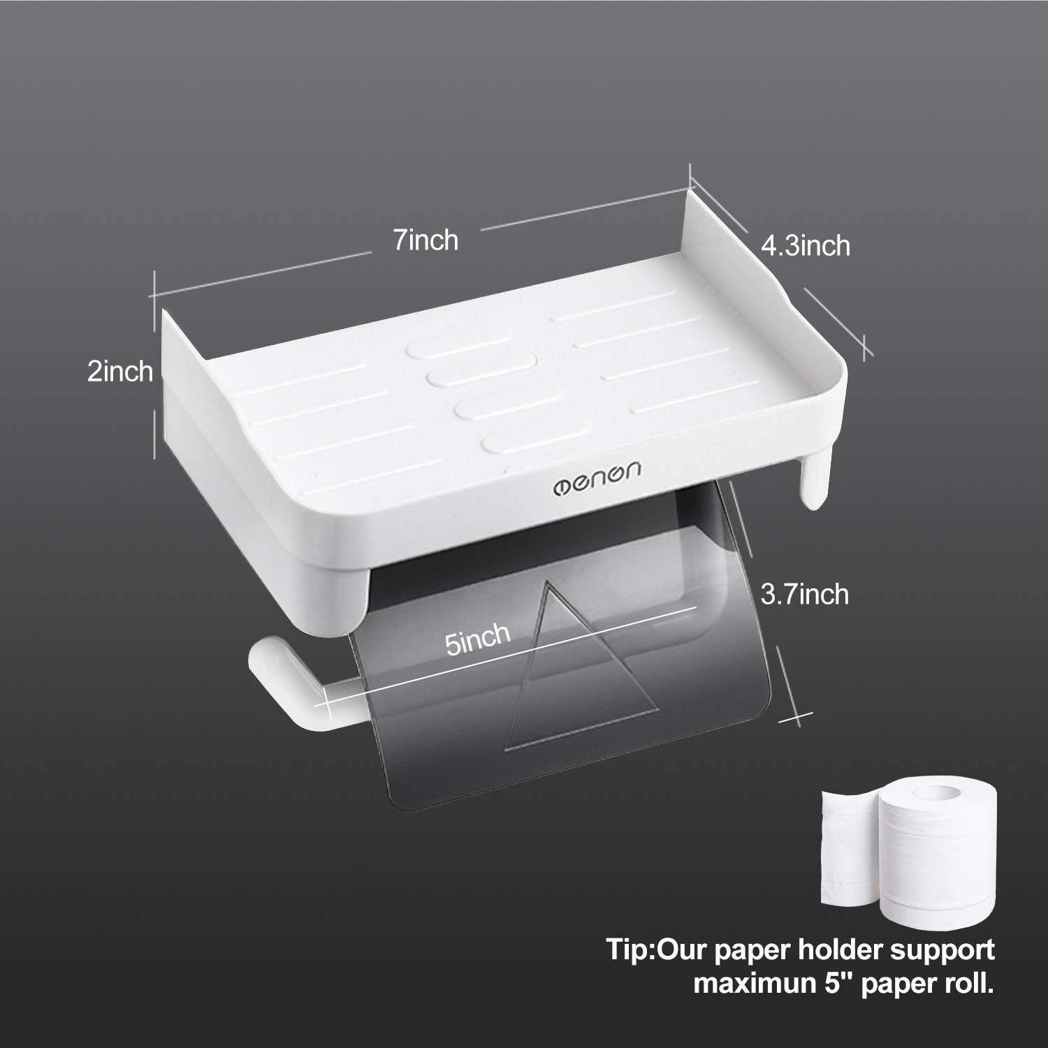 Self-Adhesive Toilet Paper Holder with Shelf - Wall Mount Bathroom & Kitchen Tissue Roll Dispenser - Space-Saving Storage for Small Bathrooms, RVs & Apartments