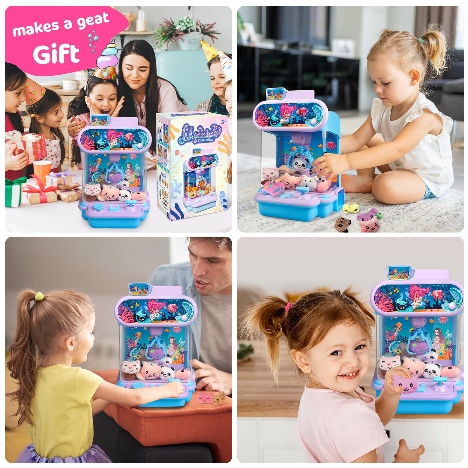 **Mini Claw Machine for Kids - Electronic Arcade Candy Grabber & Prize Dispenser Toy with 20 Plush Toys - Fun Party, Easter & Birthday Gift for Boys & Girls - Perfect for Home, Arcade & Carnival Games**