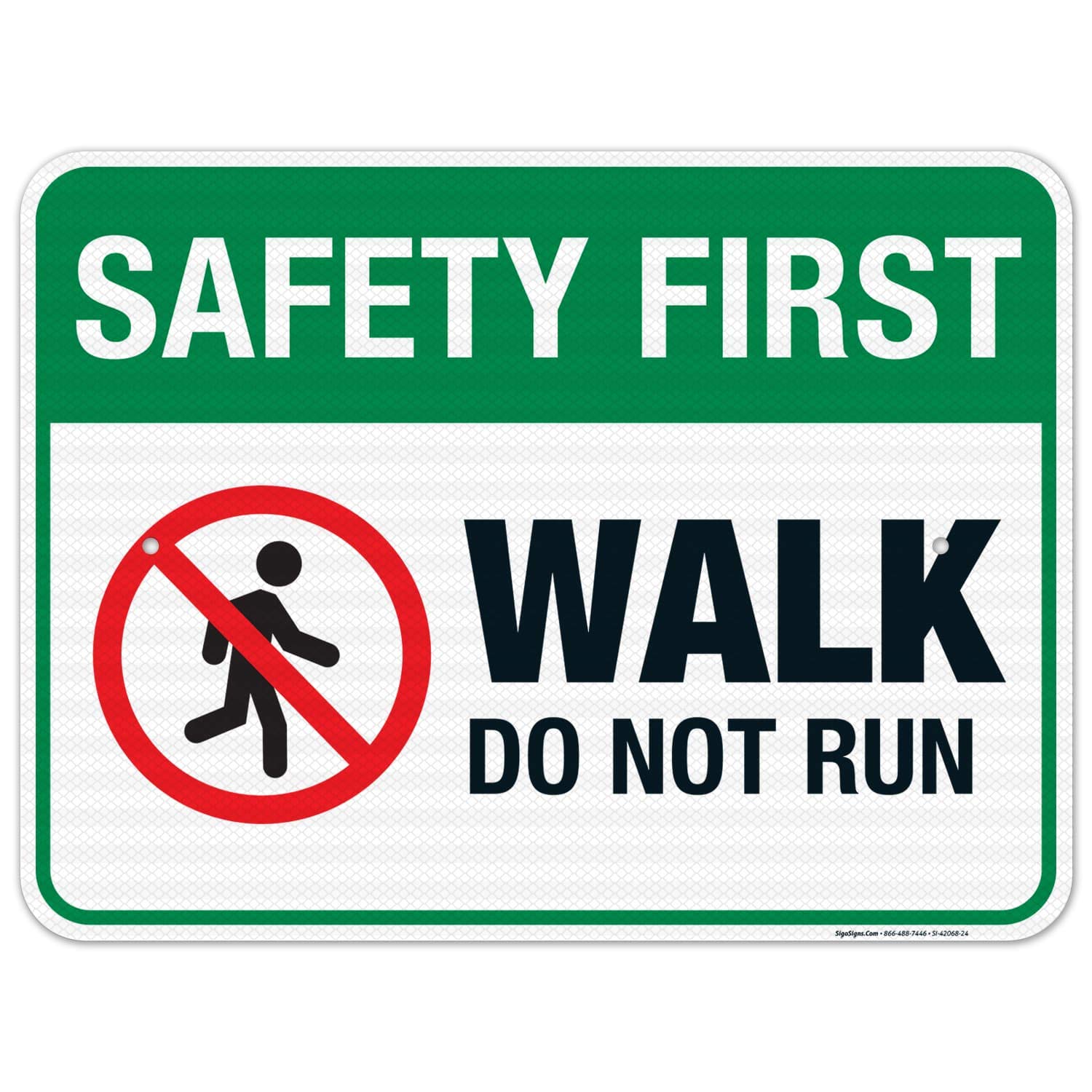 3M EGP Reflective Aluminum Safety Sign - 18x24 Inch 'Walk Don't Run' Pool Warning Sign | .080 Thick Fade-Resistant Metal | Indoor/Outdoor Use | Made in USA | Perfect for Swimming Pools, Water Parks & Public Areas