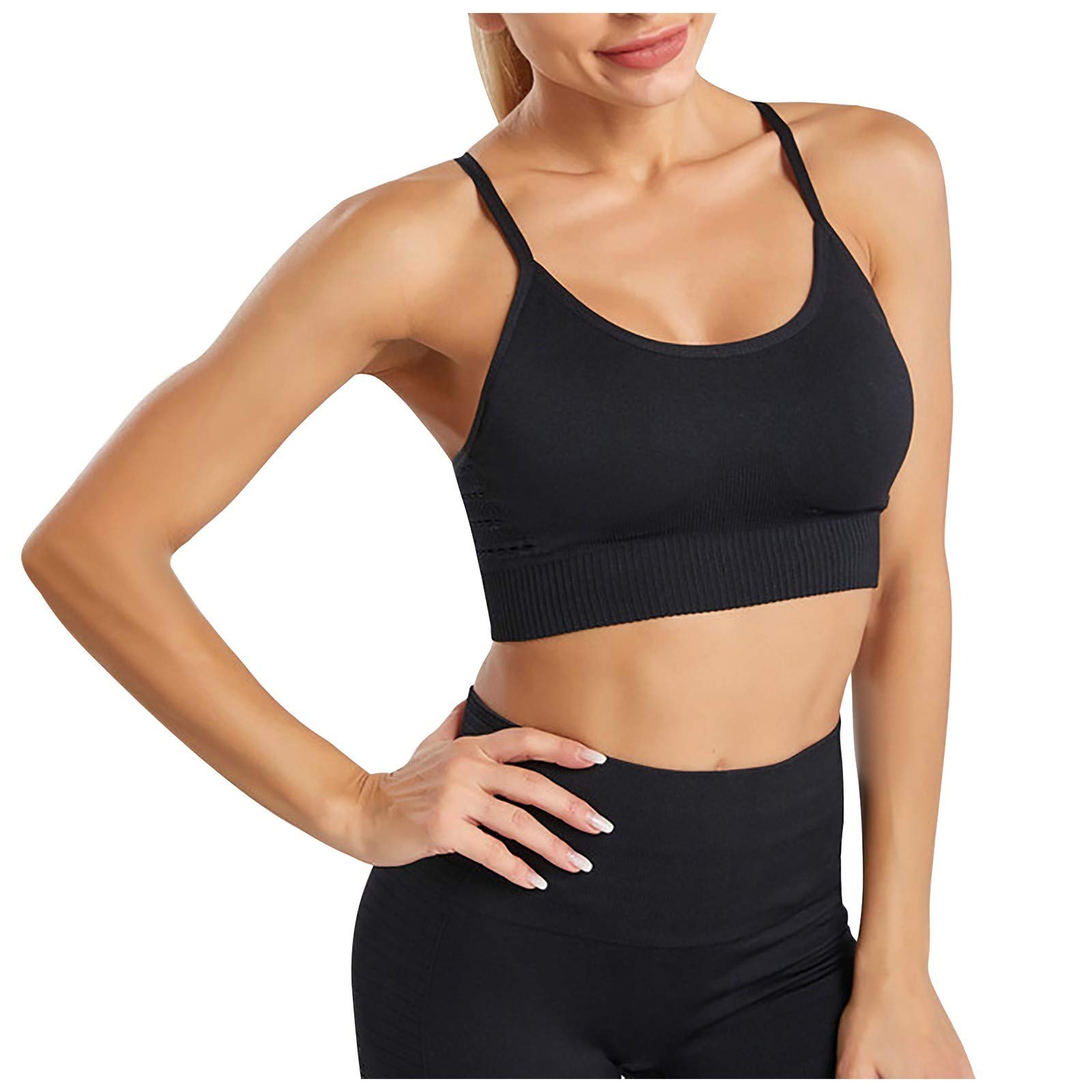 Seamless Women's Workout Sports Bra - Moisture-Wicking Hanging Yoga Vest with Colorful Gradient Design for Running, Gym & Active Lifestyle