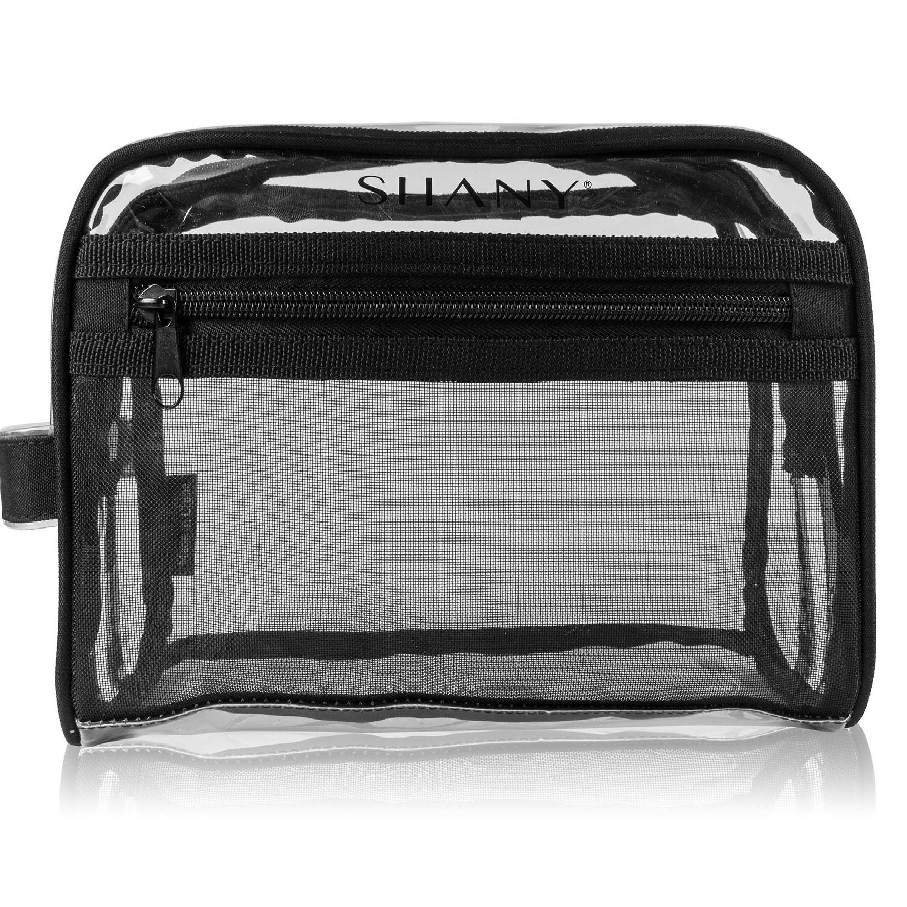 Clear Black Mesh Toiletry & Makeup Bag Organizer - Travel Cosmetic Case for Women & Men - Perfect for Airplane Carry-on, Gym, Beach Trips & Daily Essentials Storage