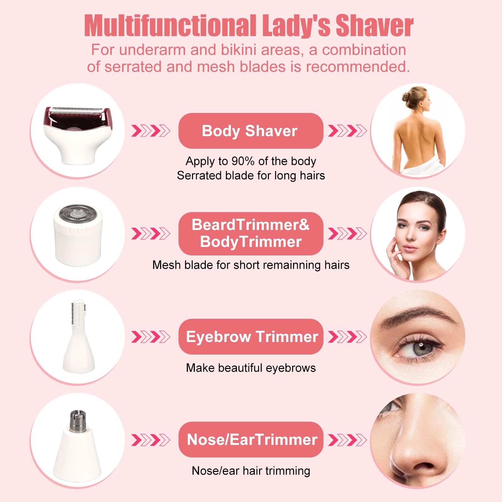 Best Electric Shaver for Women - Rechargeable Painless Hair Removal Razor with LED Display for Face, Legs, Underarms & Bikini Area - Wet/Dry Use for Shower & Travel - Smooth Skin at Home or On The Go