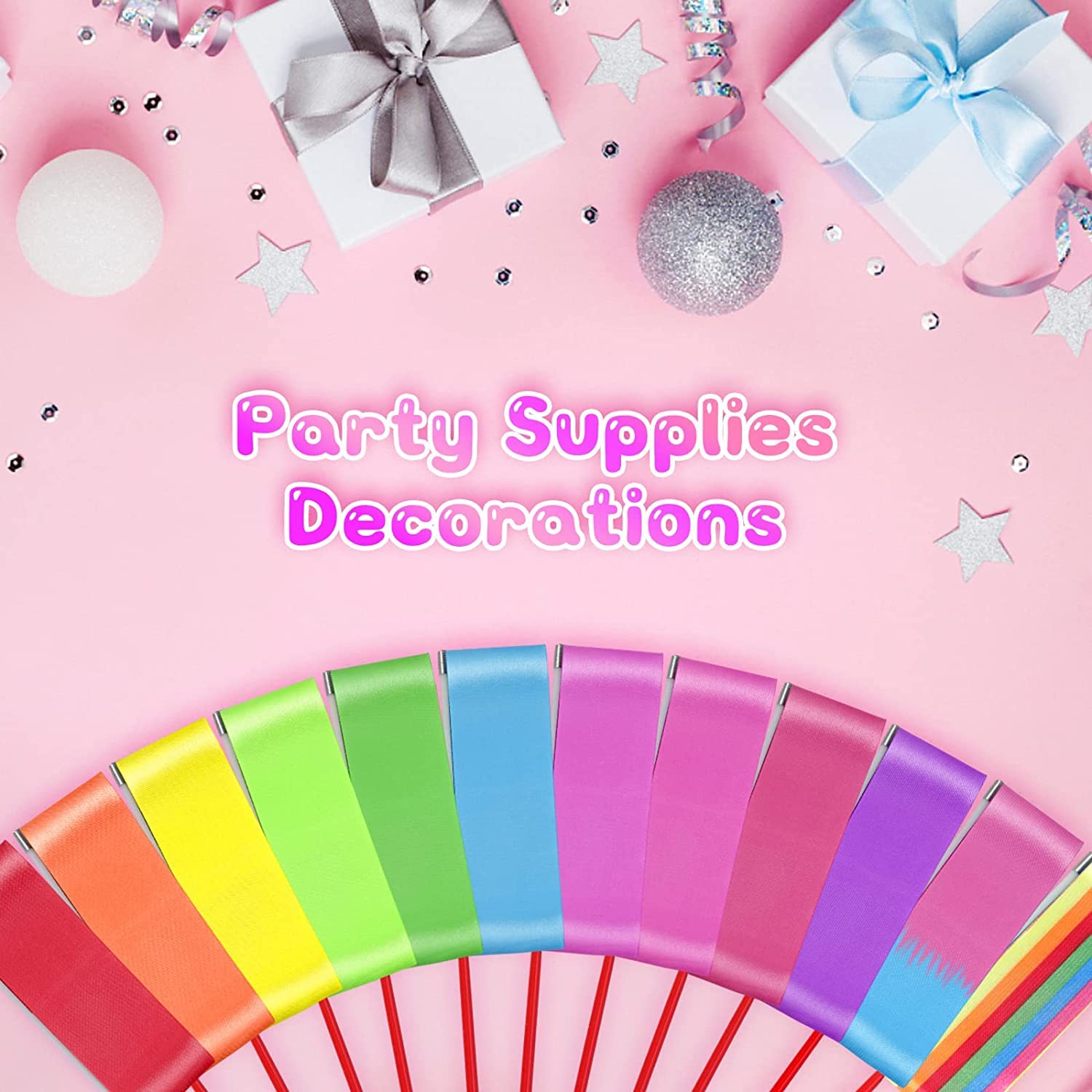 12PCS Light Pink Dance Ribbons - Kids Ballet Ribbon Wands for Gymnastics, Princess Birthday Party Favors & Ballerina Decorations | Perfect for Dance Performances, Birthday Celebrations & Themed Events