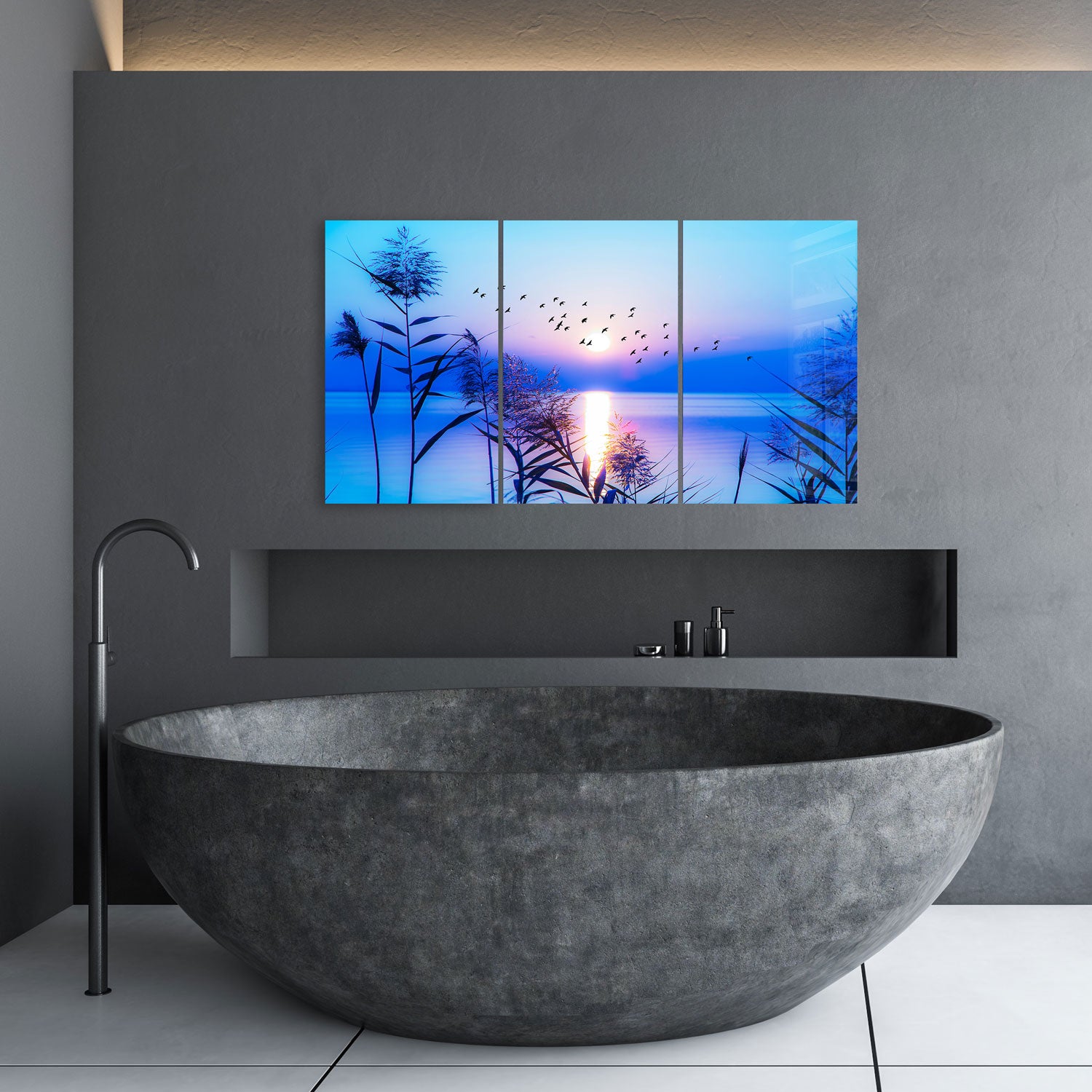 Blue Sunset Trinity - Stunning Sunset Wall Art for Home & Office Decor - Perfect for Living Rooms, Bedrooms & Gifts
