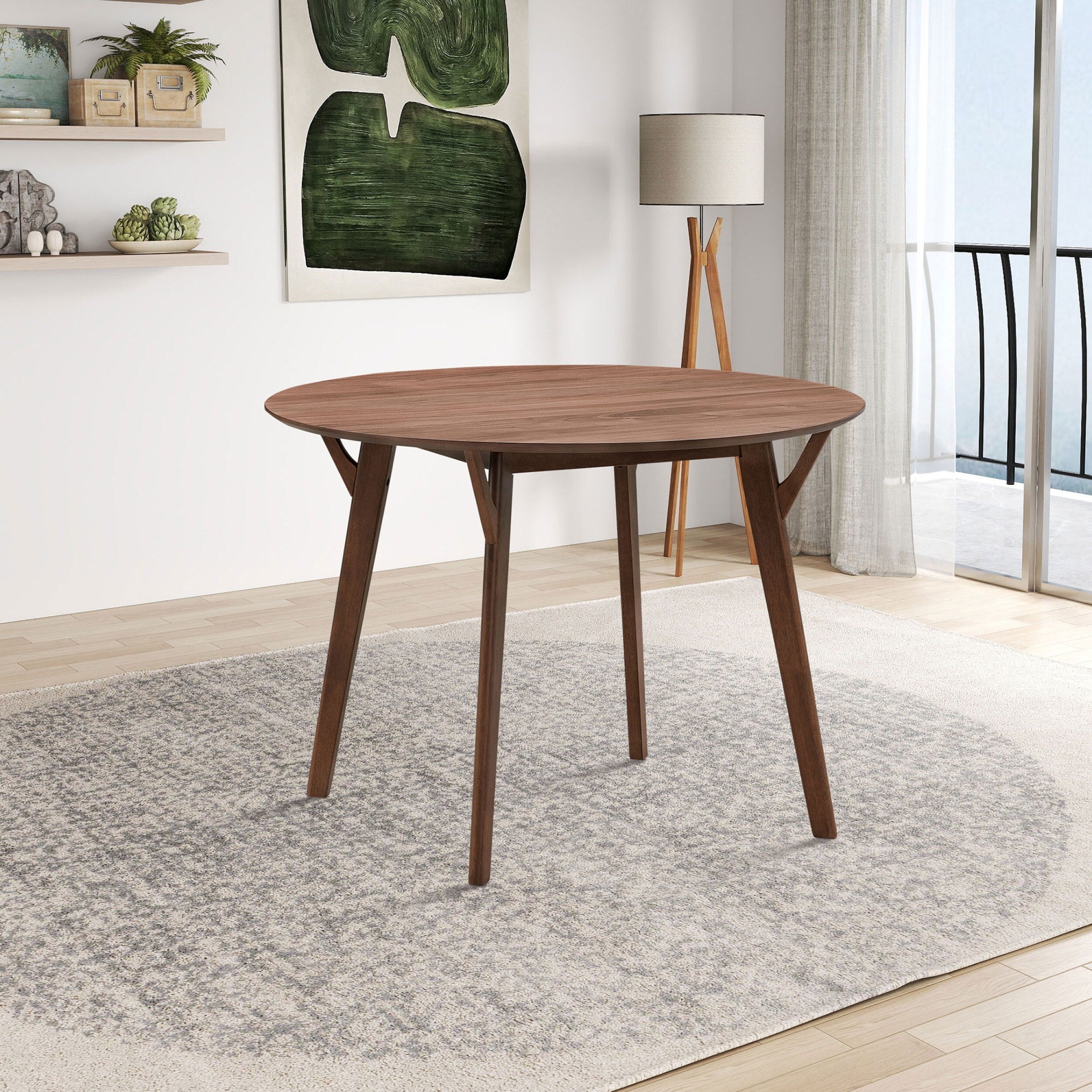 42-Inch Round Dining Table for 4 - Solid Wood & MDF Modern Kitchen Table with Space-Saving Design | Perfect for Small Apartments, Breakfast Nooks & Cozy Dining Spaces