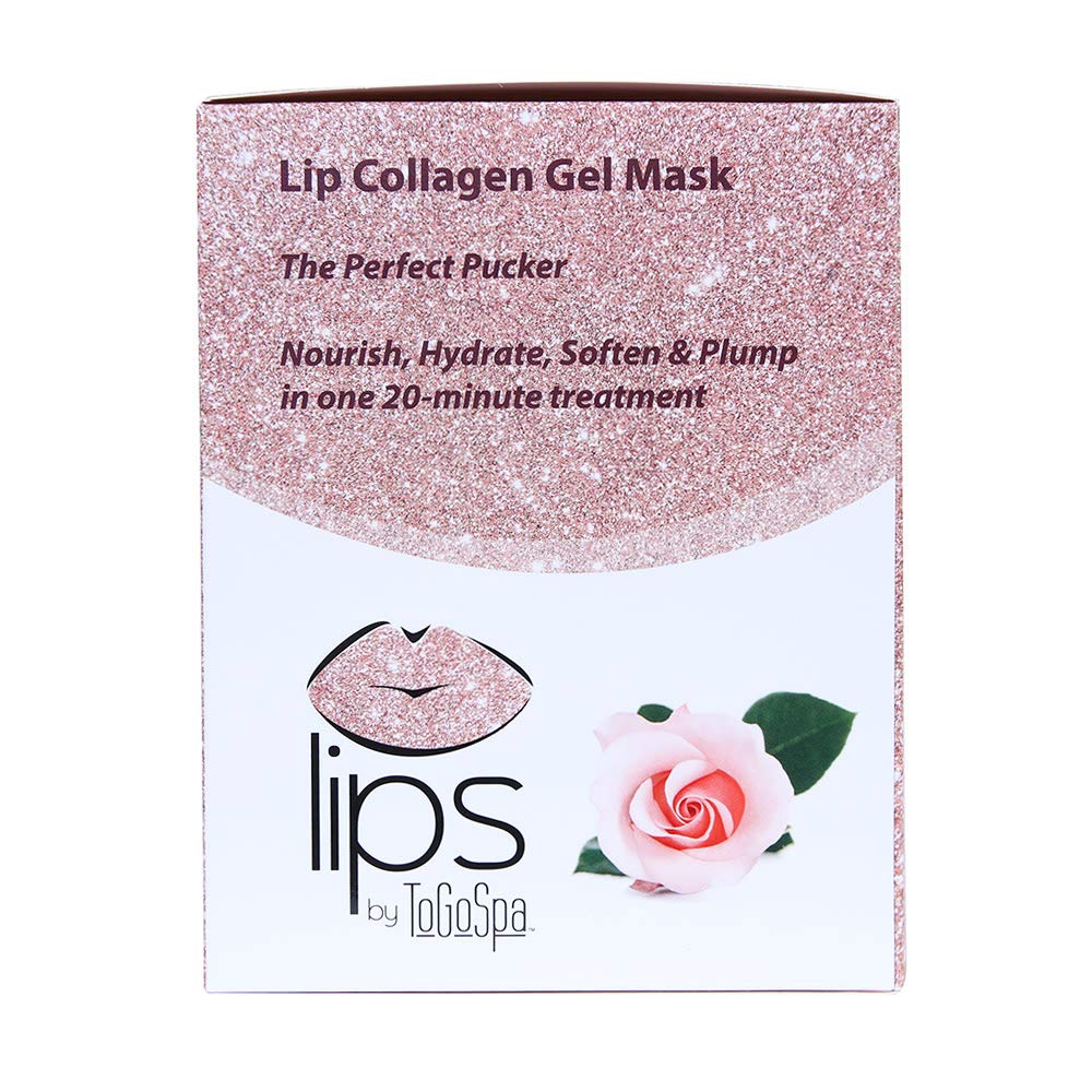 ToGoSpa Rose Gold Lip Mask - 30 Hydrating Lip Care Sheets for Soft, Plump Lips | Perfect for Nighttime Routine, Travel & Self-Care