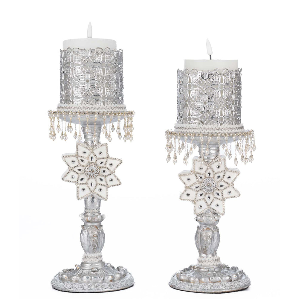 Elegant Silver Candle Holders Set of 2 - Premium Home Decor for Dining Table, Wedding Centerpieces & Romantic Ambiance | Katherine's Collection