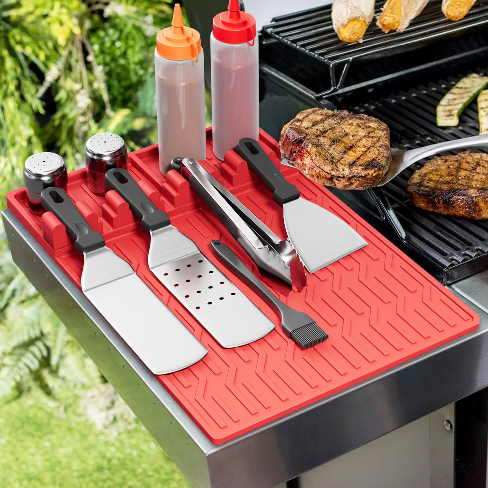 38-Piece Griddle Accessories Kit for Blackstone & Flat Top Grills - Smashed Burger Press, Silicone Grill Mat, Basting Cover & Spatula Set - Perfect for Outdoor Camping, Backyard BBQs & Tailgating Parties