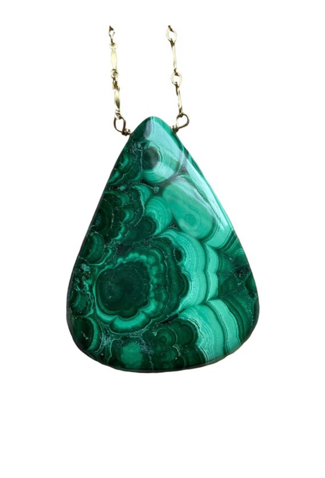 Stunning Large Malachite Statement Necklace in 14K Gold - Elegant Jewelry for Women, Perfect for Parties, Weddings & Special Occasions
